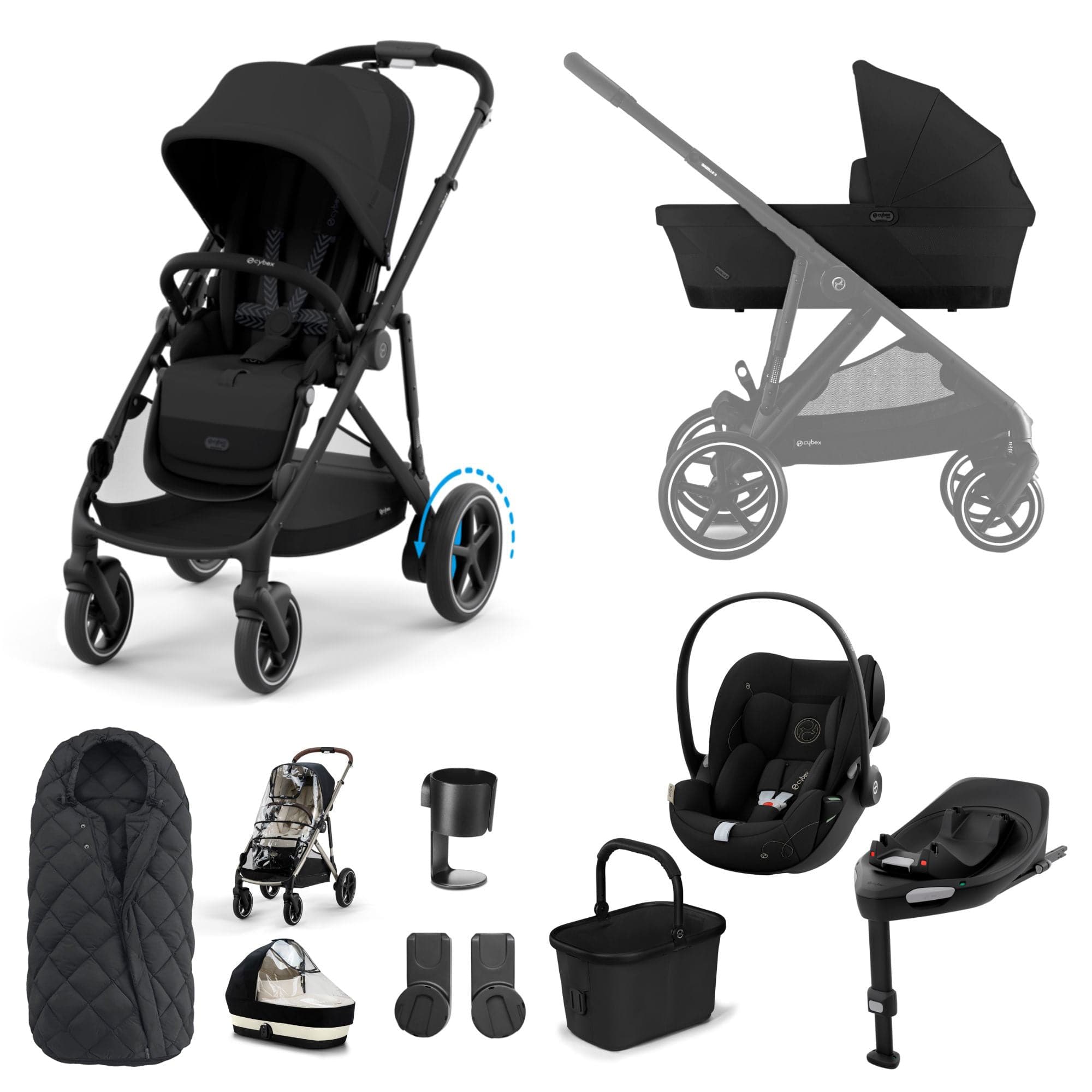 Cybex eGazelle S Luxury Bundle in Moon Black Travel Systems 15649-MOO-BLK-1 4063846465842