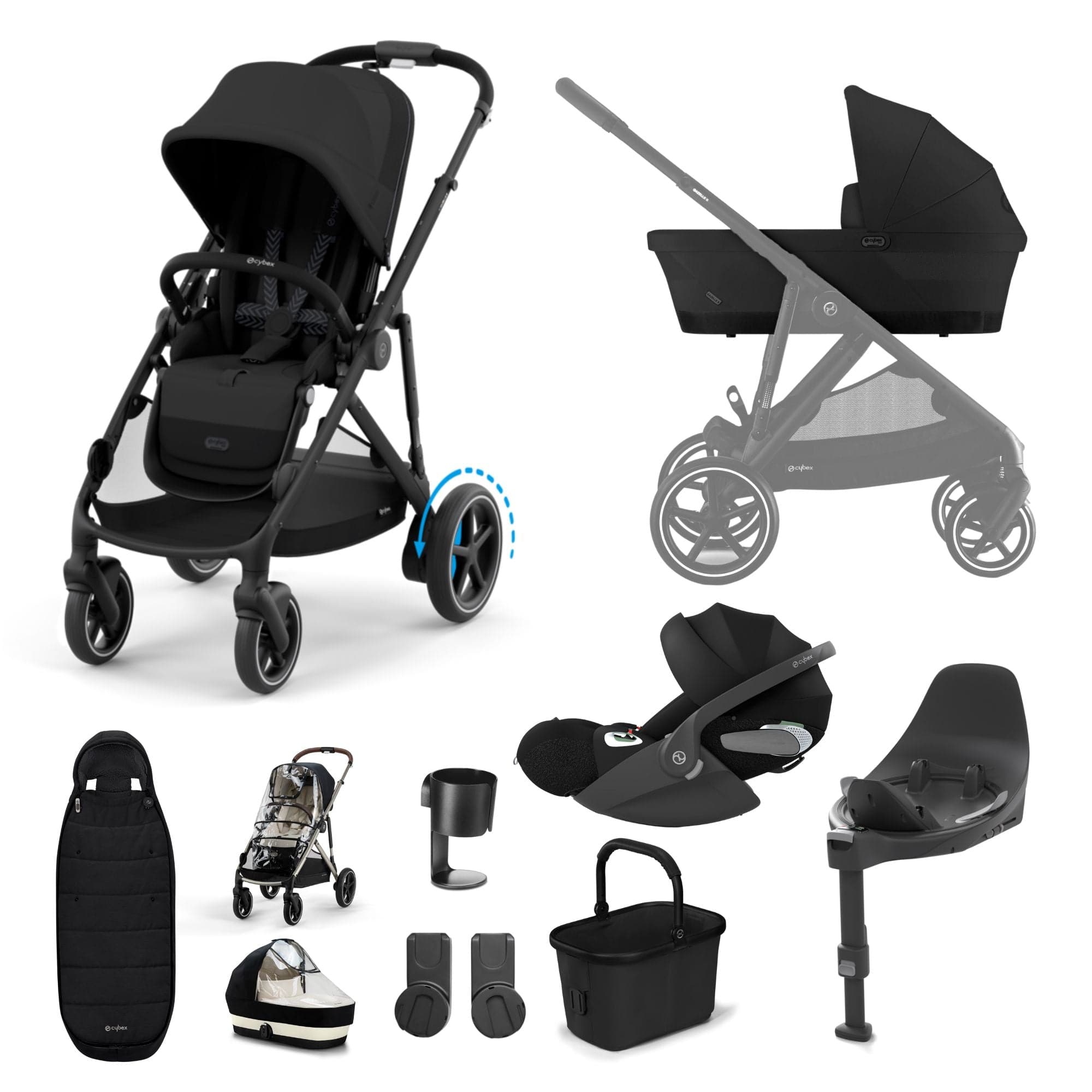 Cybex eGazelle S Luxury Bundle in Moon Black Travel Systems 15649-MOO-BLK-2 4063846465842