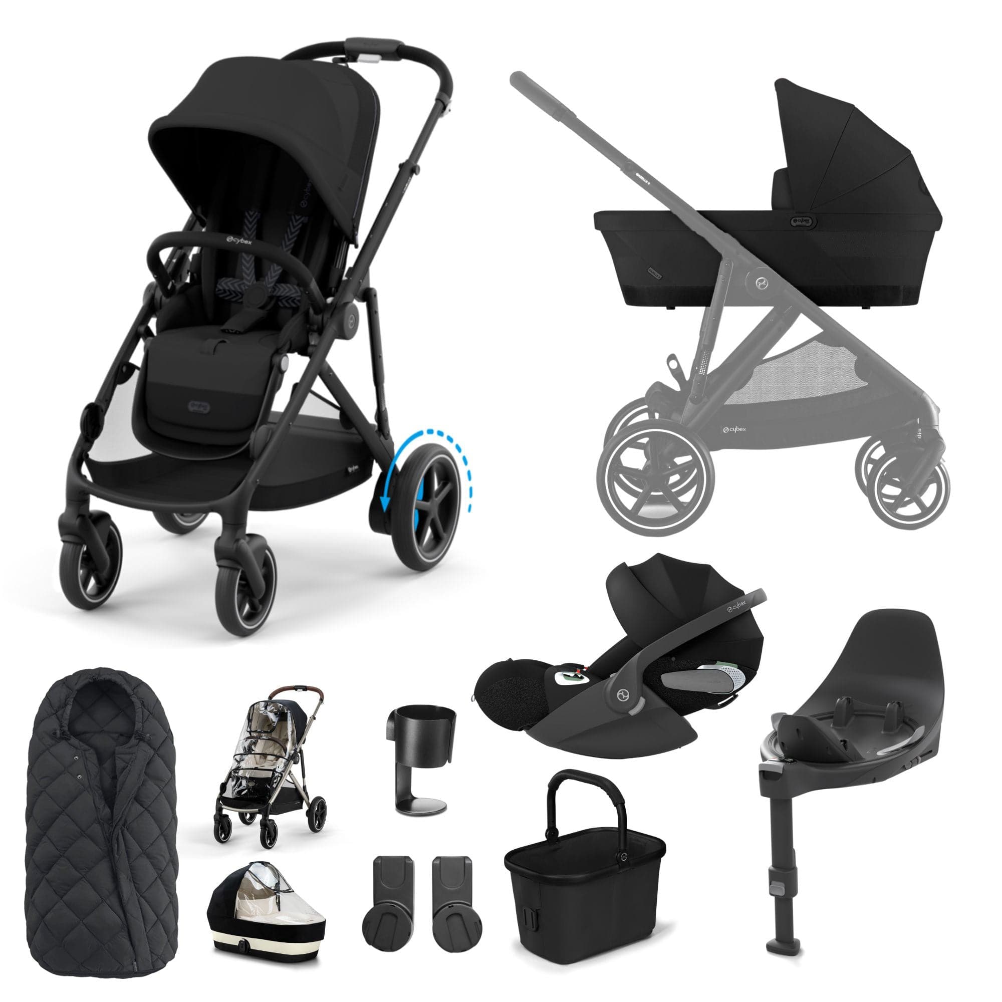 Cybex eGazelle S Luxury Bundle in Moon Black Travel Systems 15649-MOO-BLK-3 4063846465842