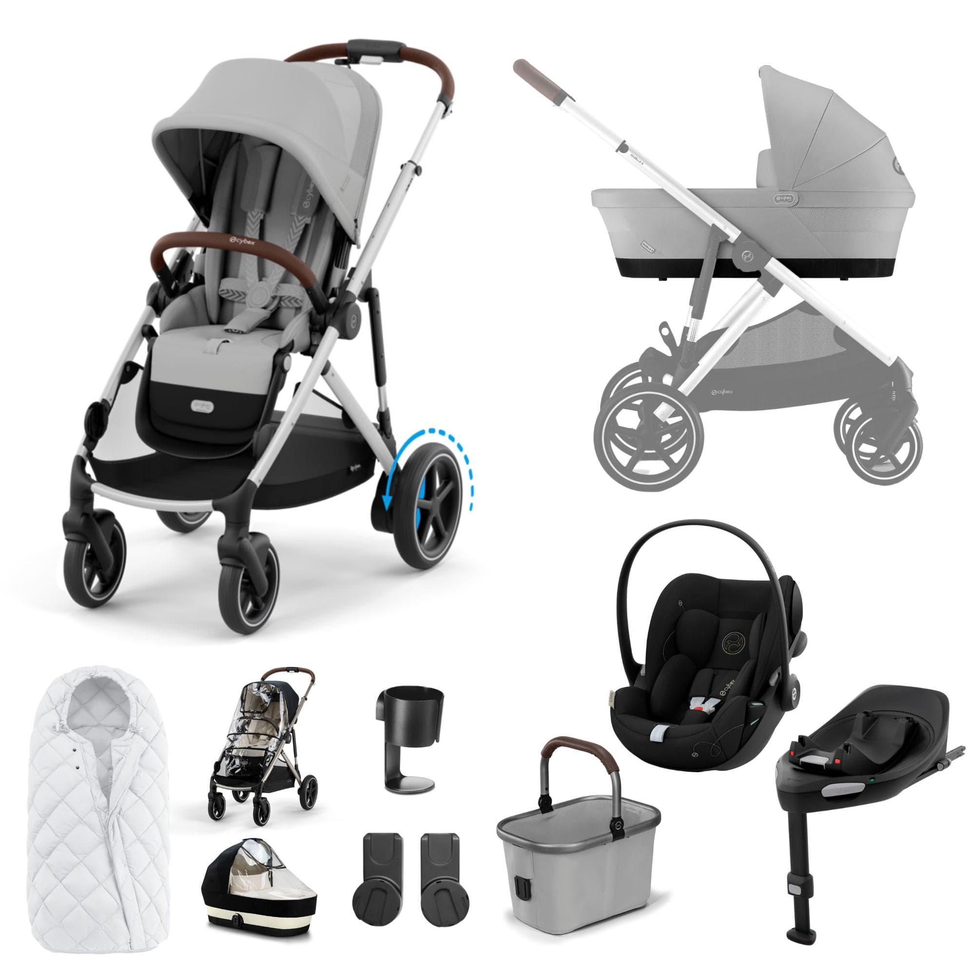 Cybex eGazelle S Luxury Bundle in Stone Grey Travel Systems 16354-STO-GRY-1 4063846465880