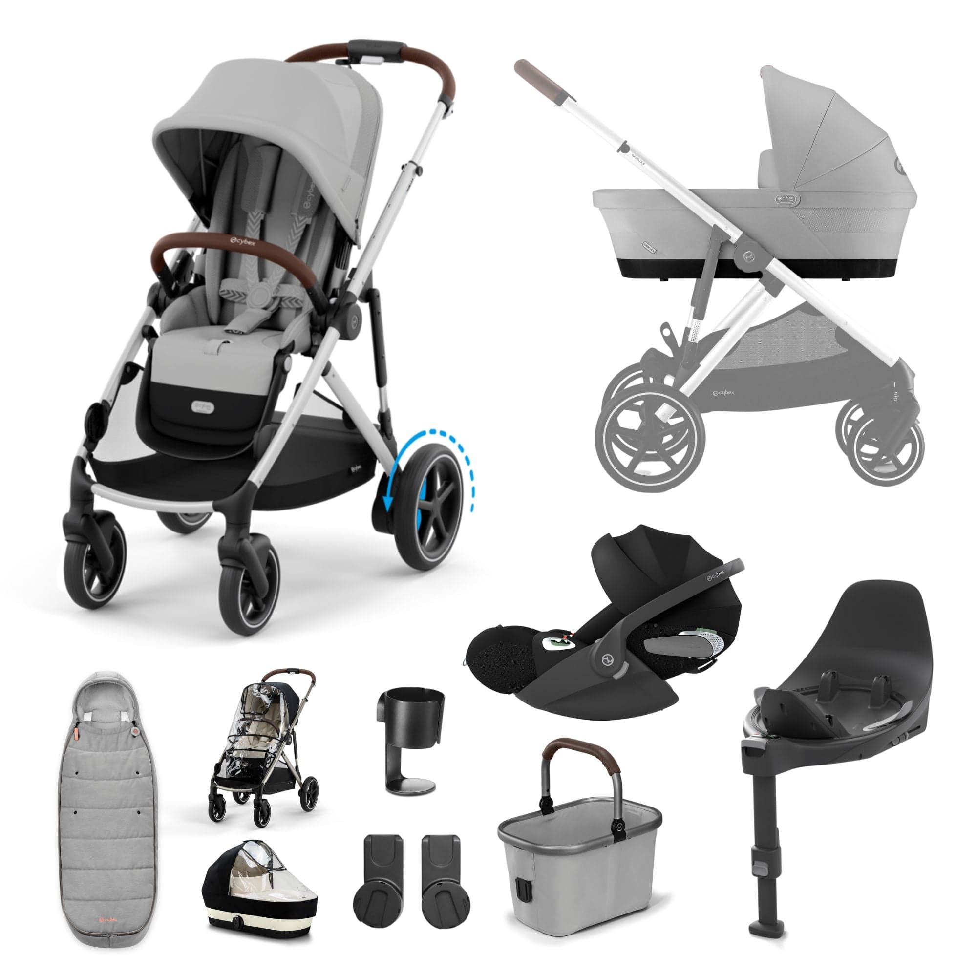 Cybex eGazelle S Luxury Bundle in Stone Grey Travel Systems 16354-STO-GRY-2 4063846465880