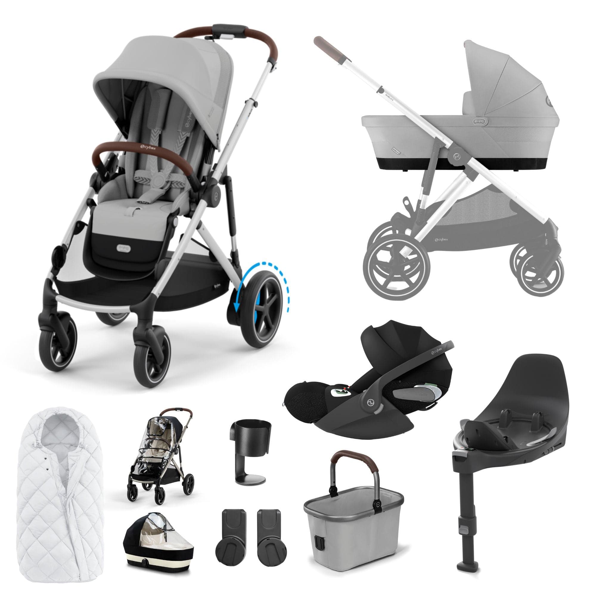 Cybex eGazelle S Luxury Bundle in Stone Grey Travel Systems 16354-STO-GRY-3 4063846465880