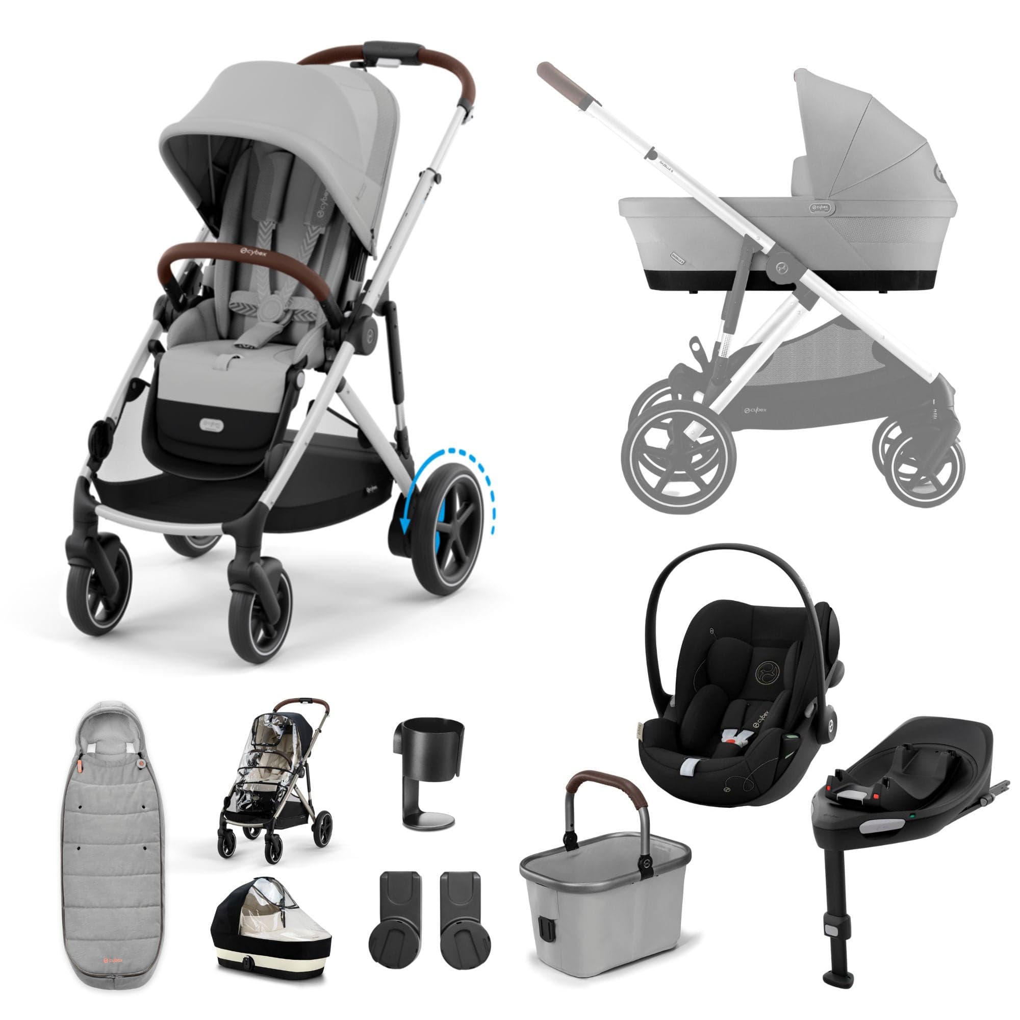 Cybex eGazelle S Luxury Bundle in Stone Grey Travel Systems 16354-STO-GRY 4063846465880