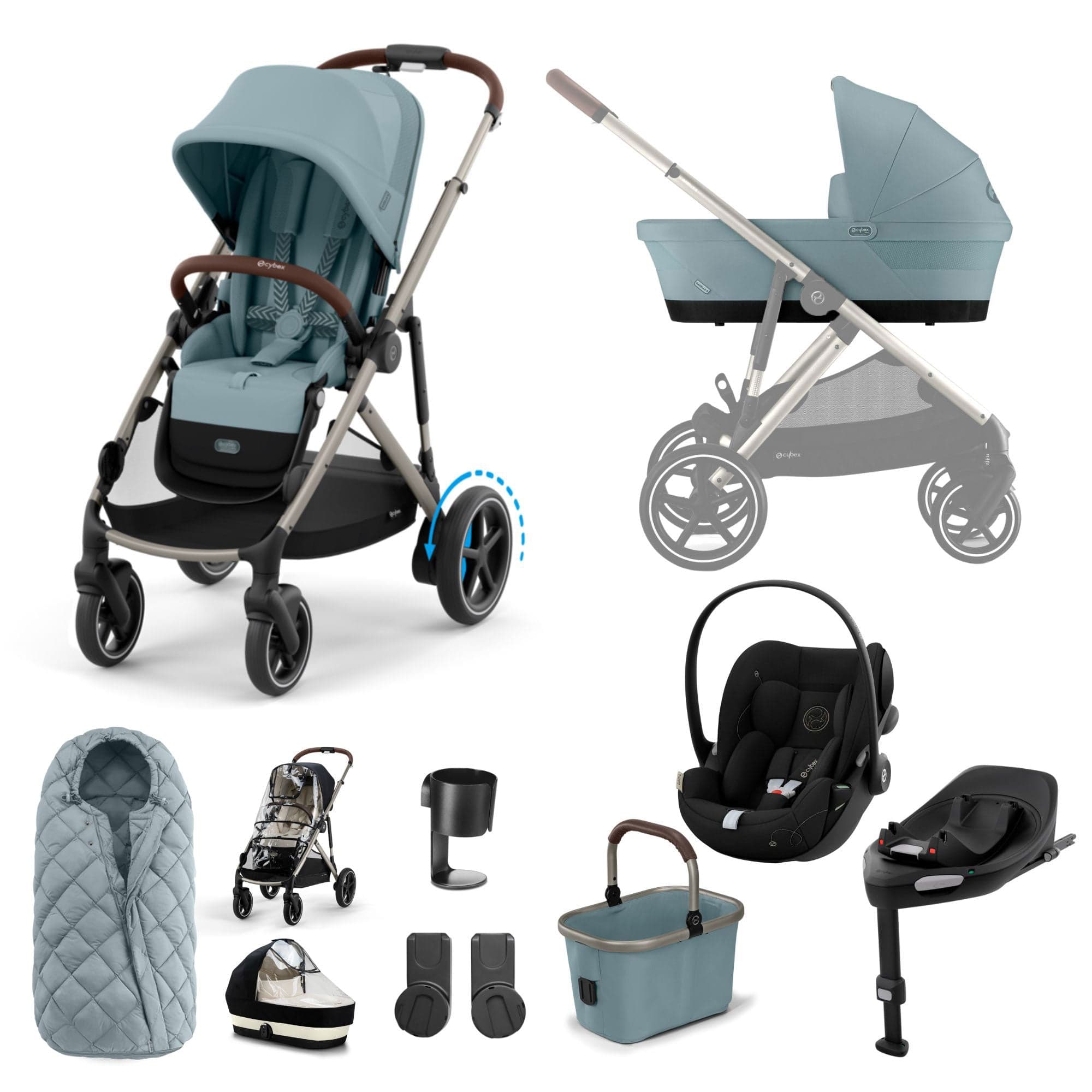 Cybex eGazelle S Luxury Bundle in Stormy Blue Travel Systems 16362-STO-BLU-1 4063846465965