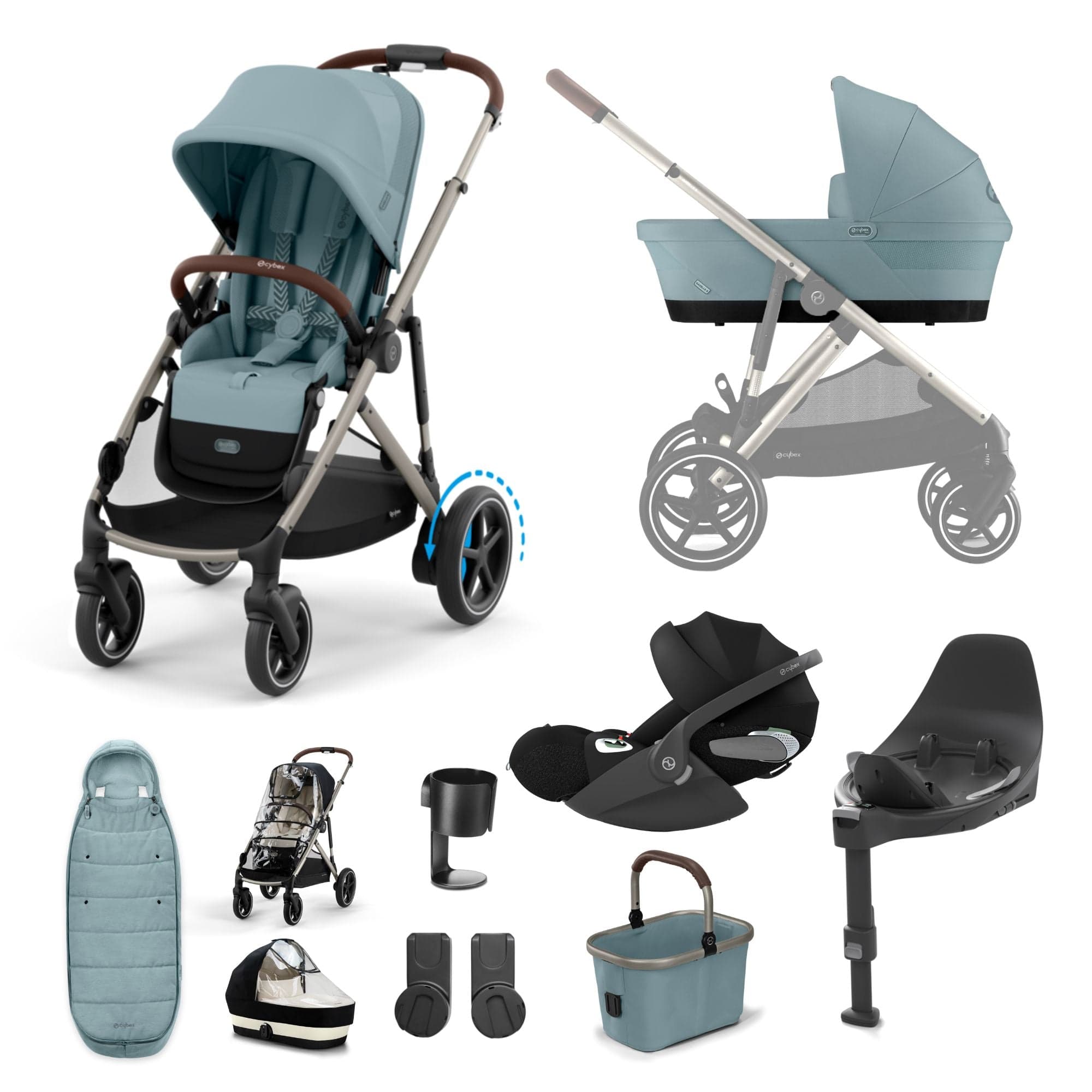 Cybex eGazelle S Luxury Bundle in Stormy Blue Travel Systems 16362-STO-BLU-2 4063846465965