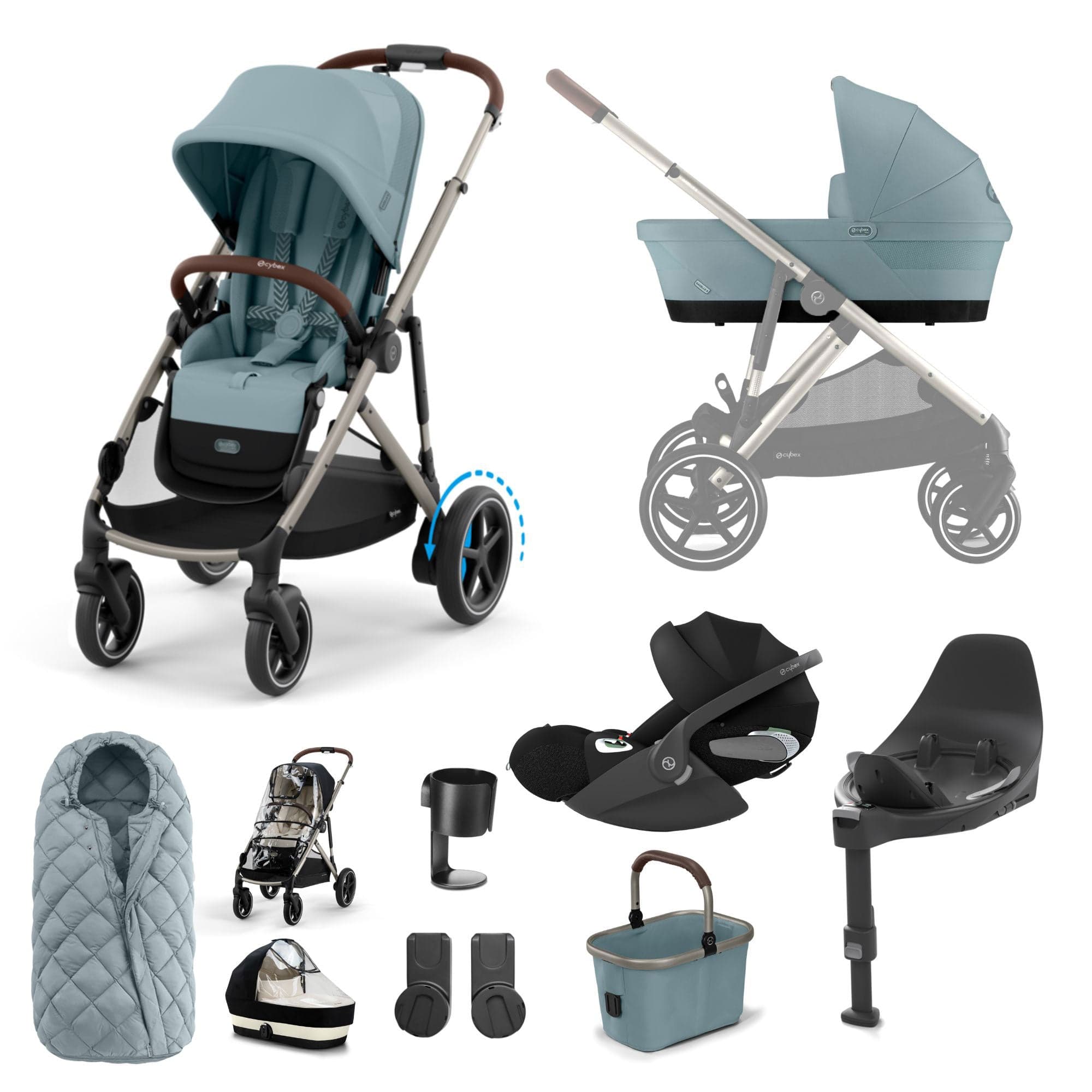 Cybex eGazelle S Luxury Bundle in Stormy Blue Travel Systems 16362-STO-BLU-3 4063846465965