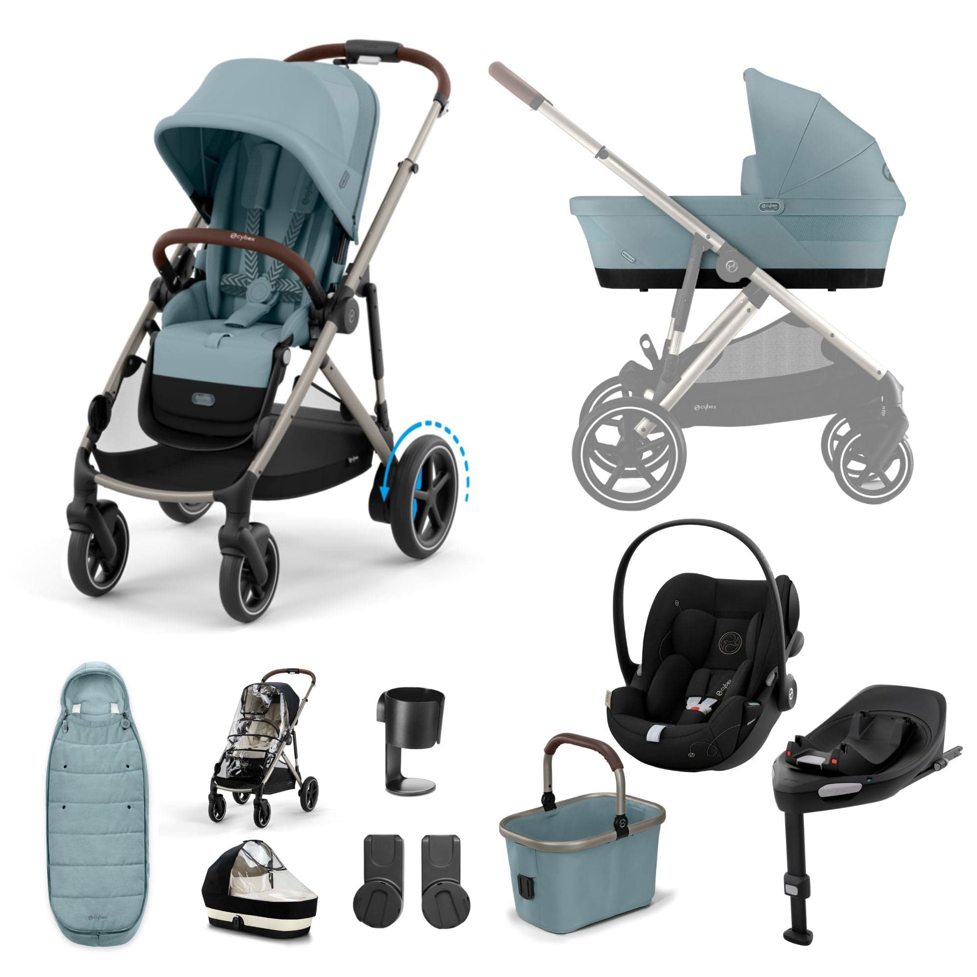 Cybex eGazelle S Luxury Bundle in Stormy Blue Travel Systems 16362-STO-BLU 4063846465965