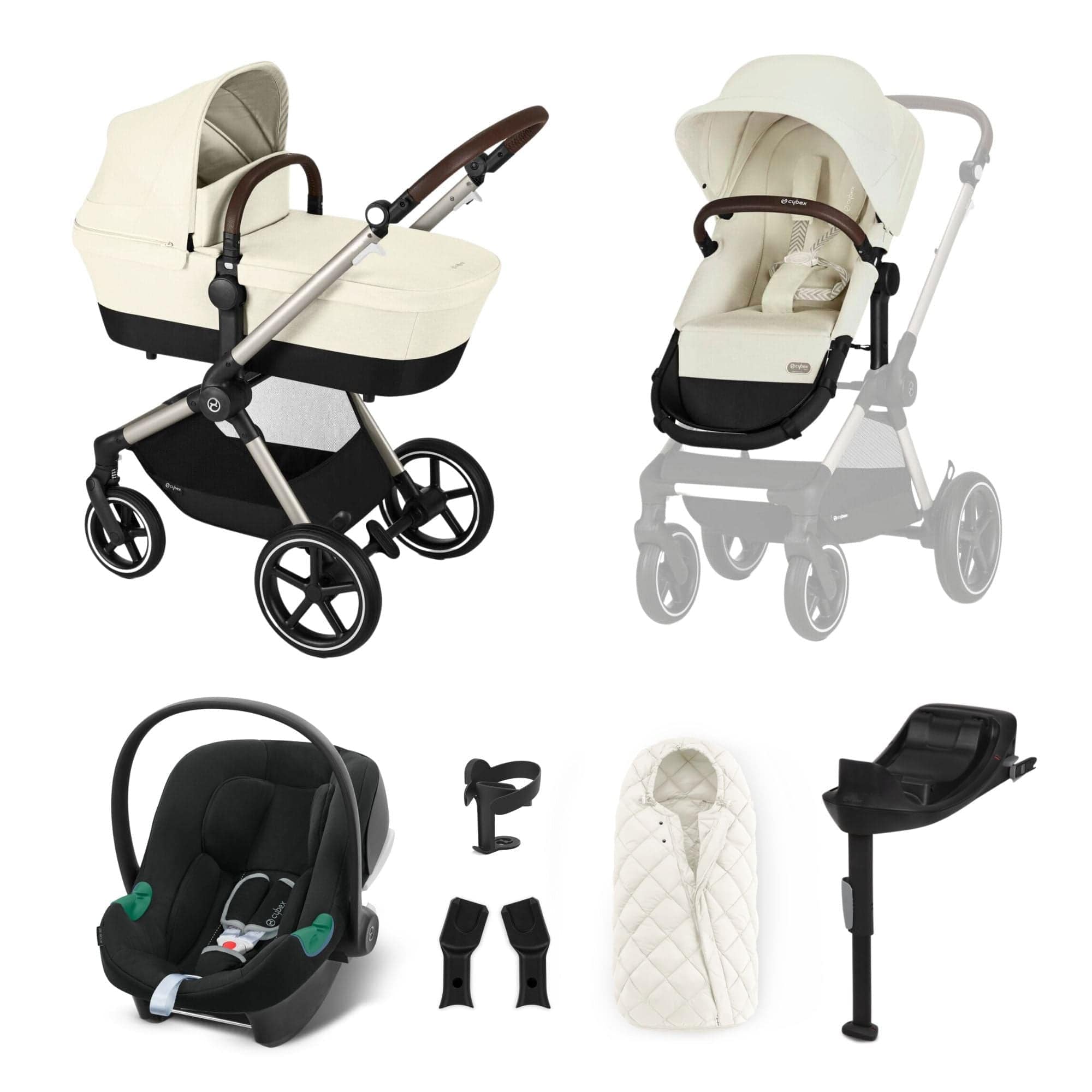 Cybex Eos Lux Comfort 9 Piece Bundle in Seashell Beige Travel Systems 14533-TPE-SEA-BEI 4063846368600