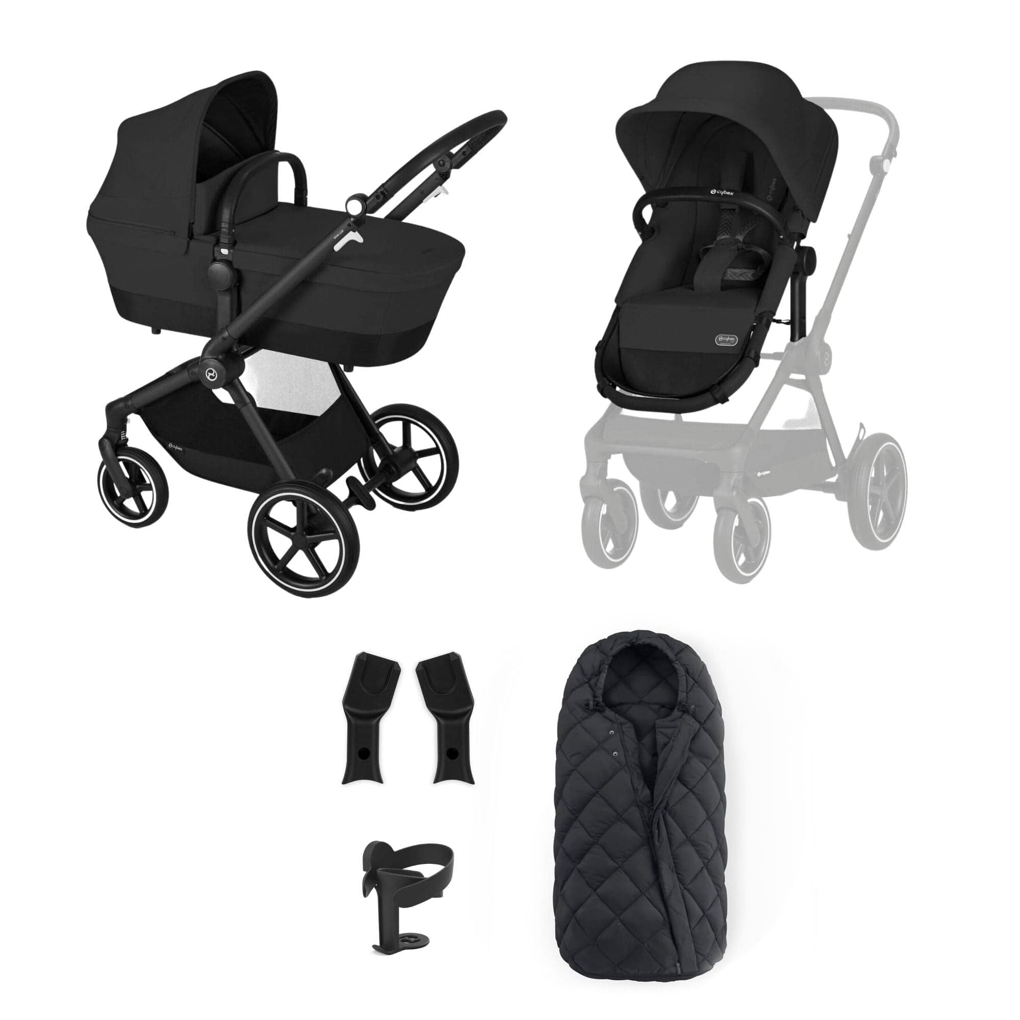 Cybex Eos Lux Essential 7 Piece Bundle in Moon Black Travel Systems 14519-BLK-MOO-BLK 4063846368112