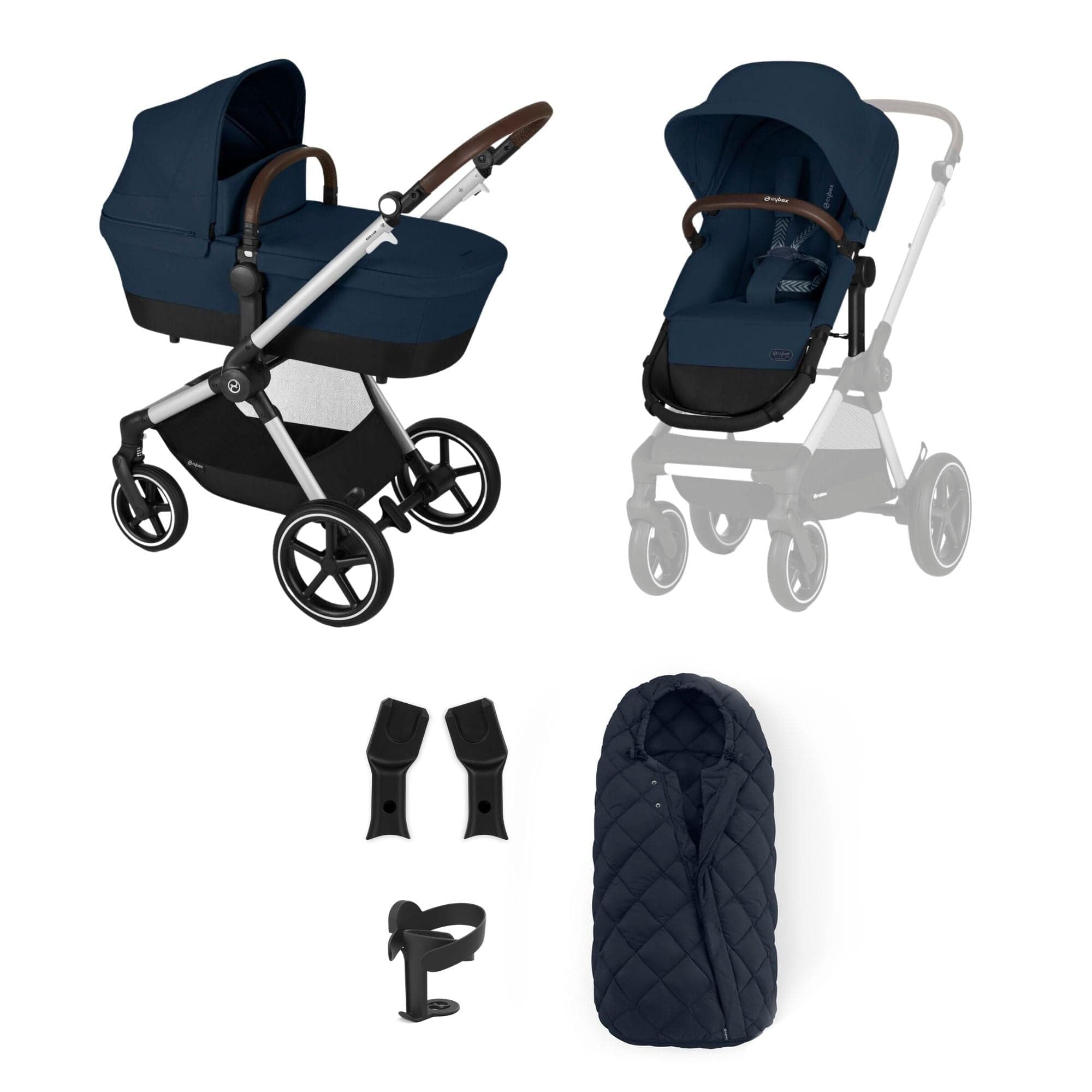 Cybex Eos Lux Essential 7 Piece Bundle in Ocean Blue Travel Systems 14526-SLV-OCE-BLU 4063846368686