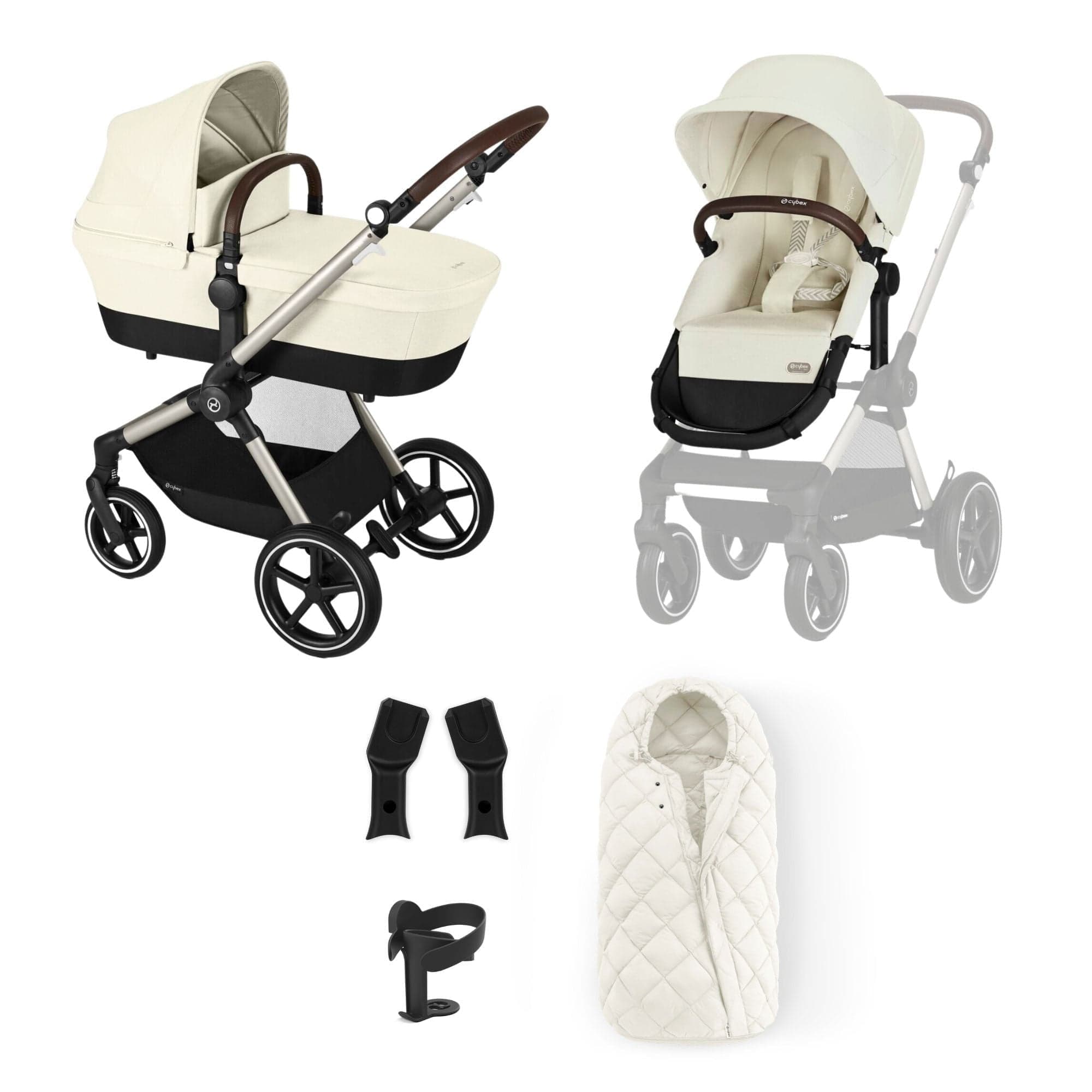 Cybex Eos Lux Essential 7 Piece Bundle in Seashell Beige Travel Systems 14528-TPE-SEA-BEI 4063846368600