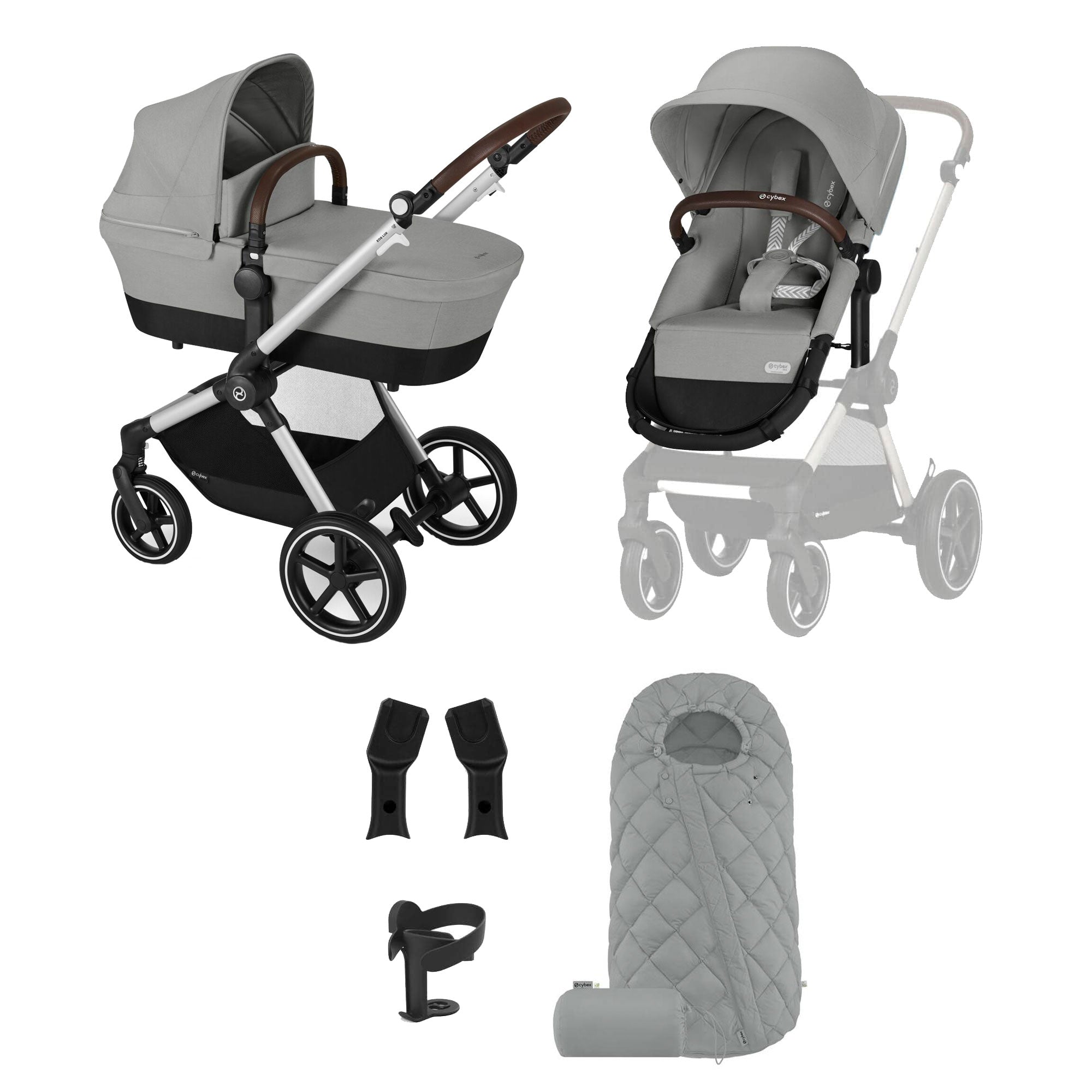 Cybex Eos Lux Essential 7 Piece Bundle in Stone Grey