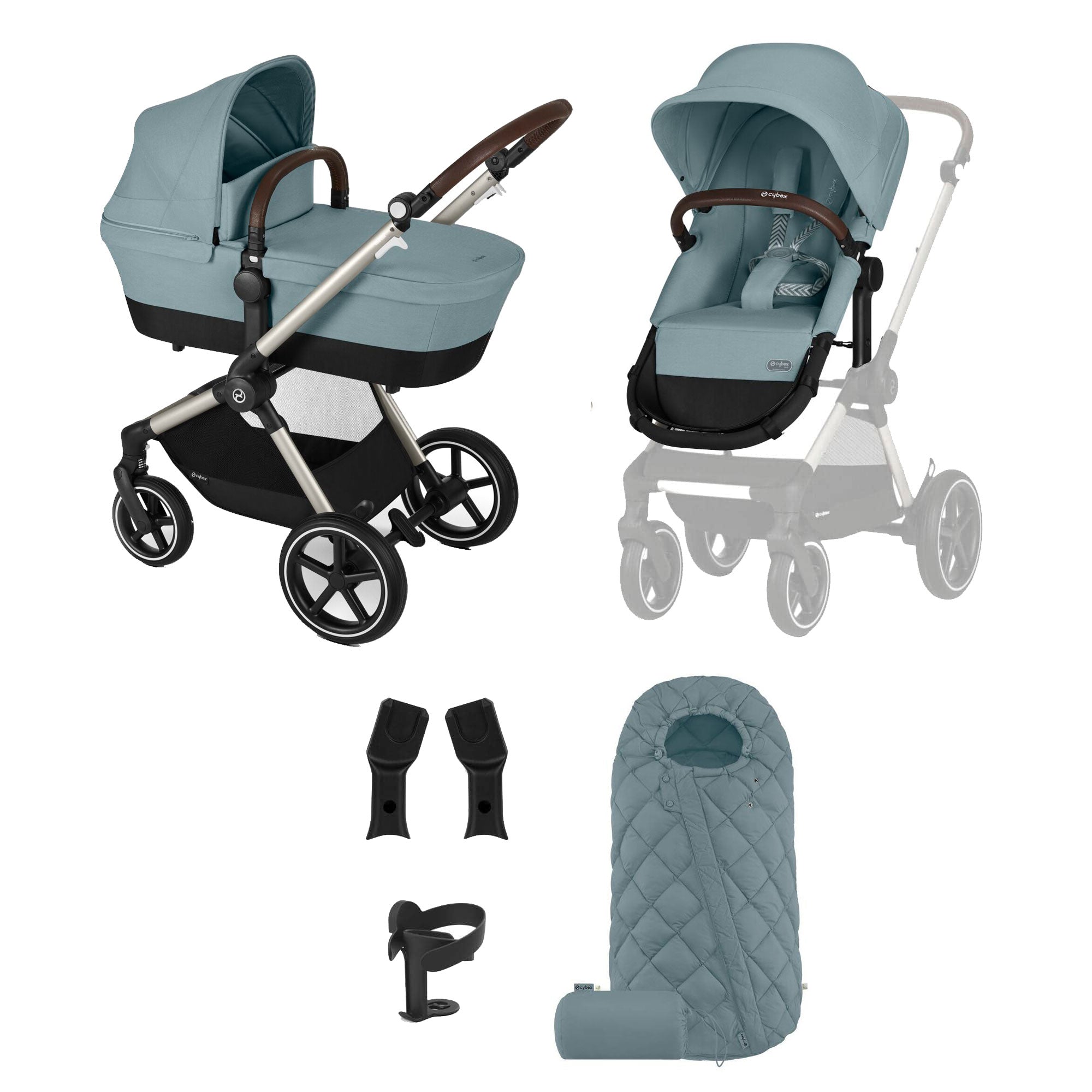 Cybex Eos Lux Essential 7 Piece Bundle in Stormy Blue