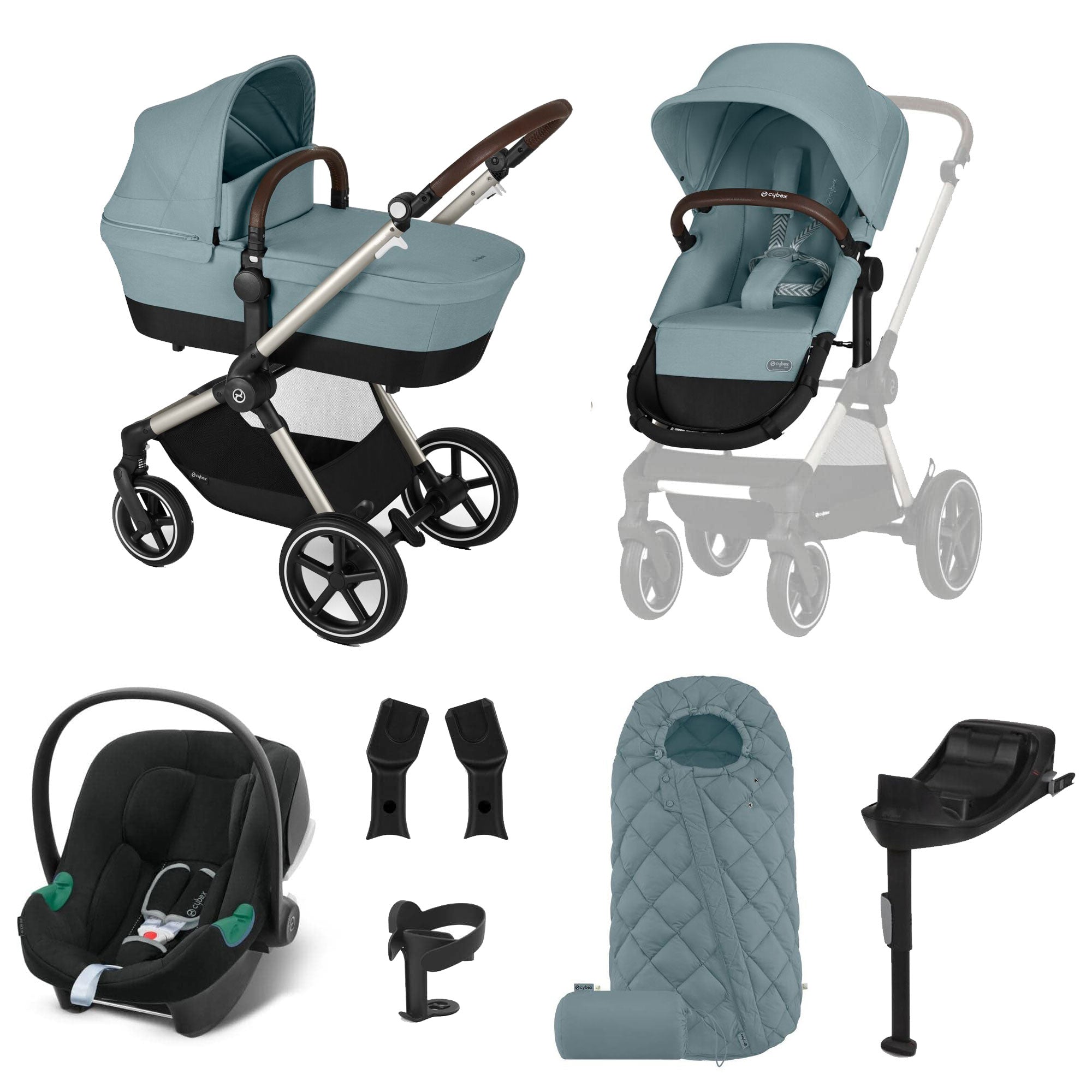 Cybex Eos Lux Comfort 9 Piece Bundle in Stormy Blue