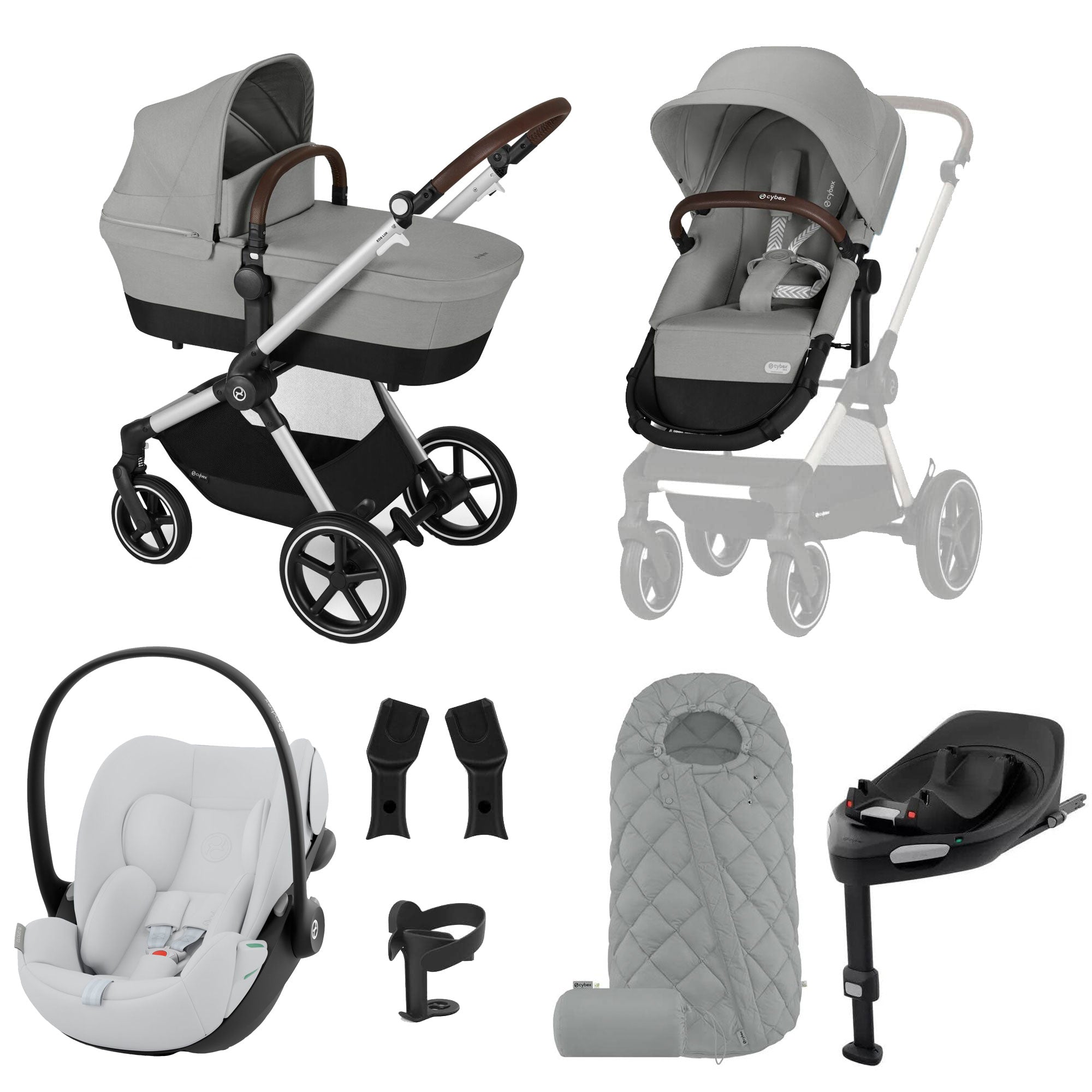 Cybex Eos Lux Luxury 9 Piece Bundle in Stone Grey