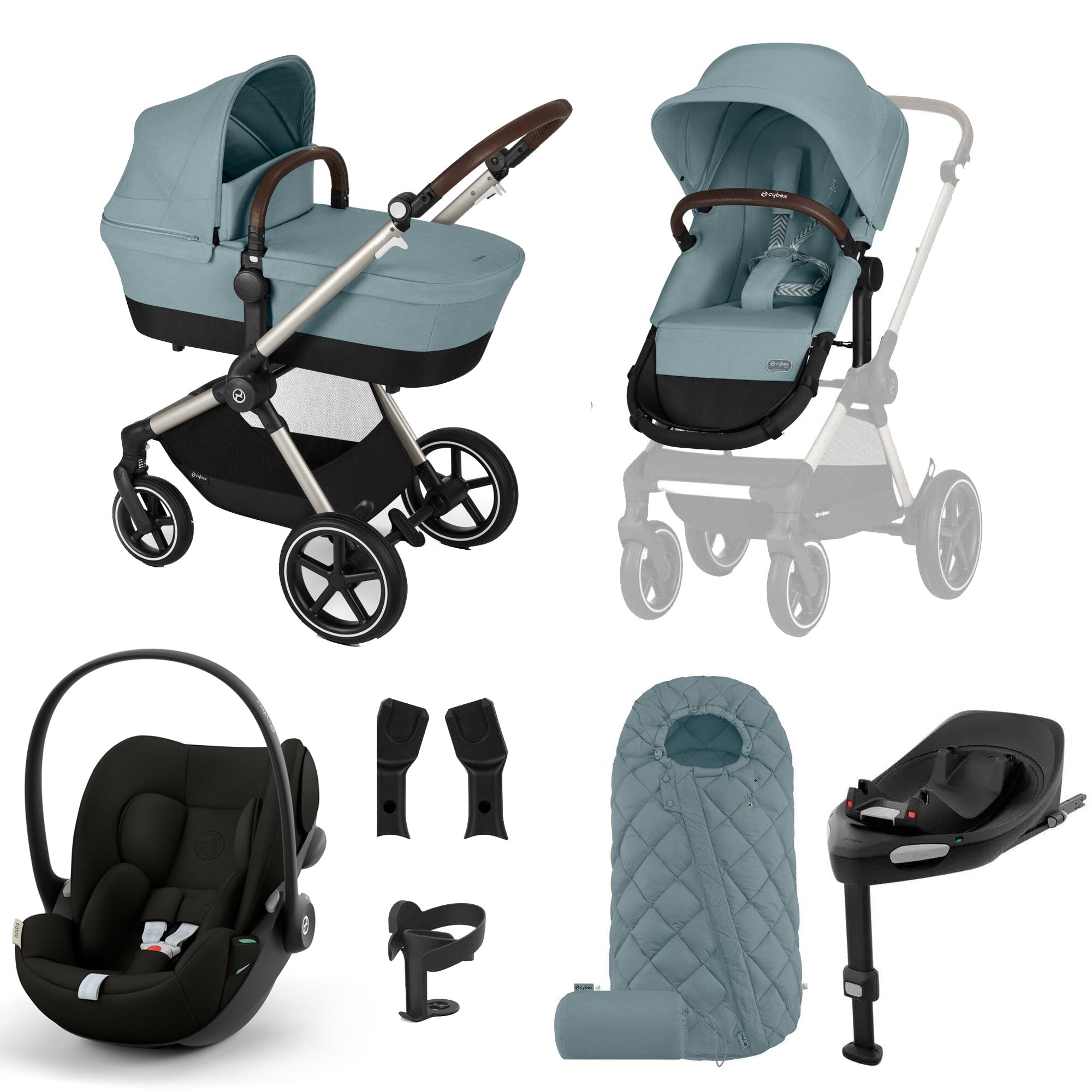 Cybex Eos Lux Luxury 9 Piece Bundle in Stormy Blue