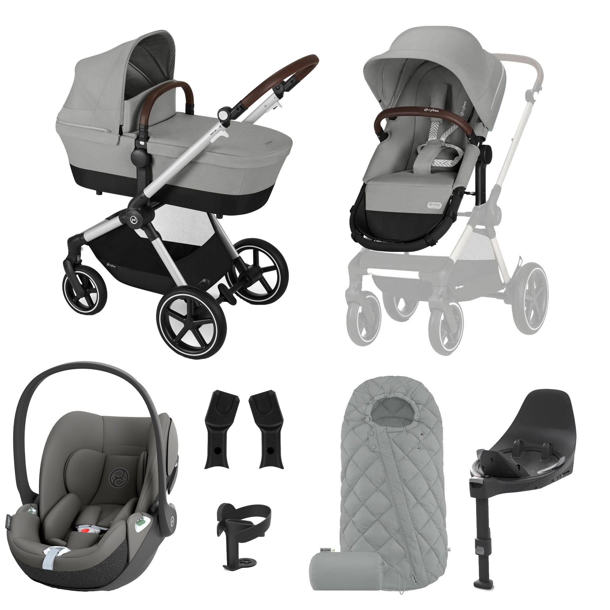 Cybex Eos Lux Luxury 9 Piece Bundle in Stone Grey