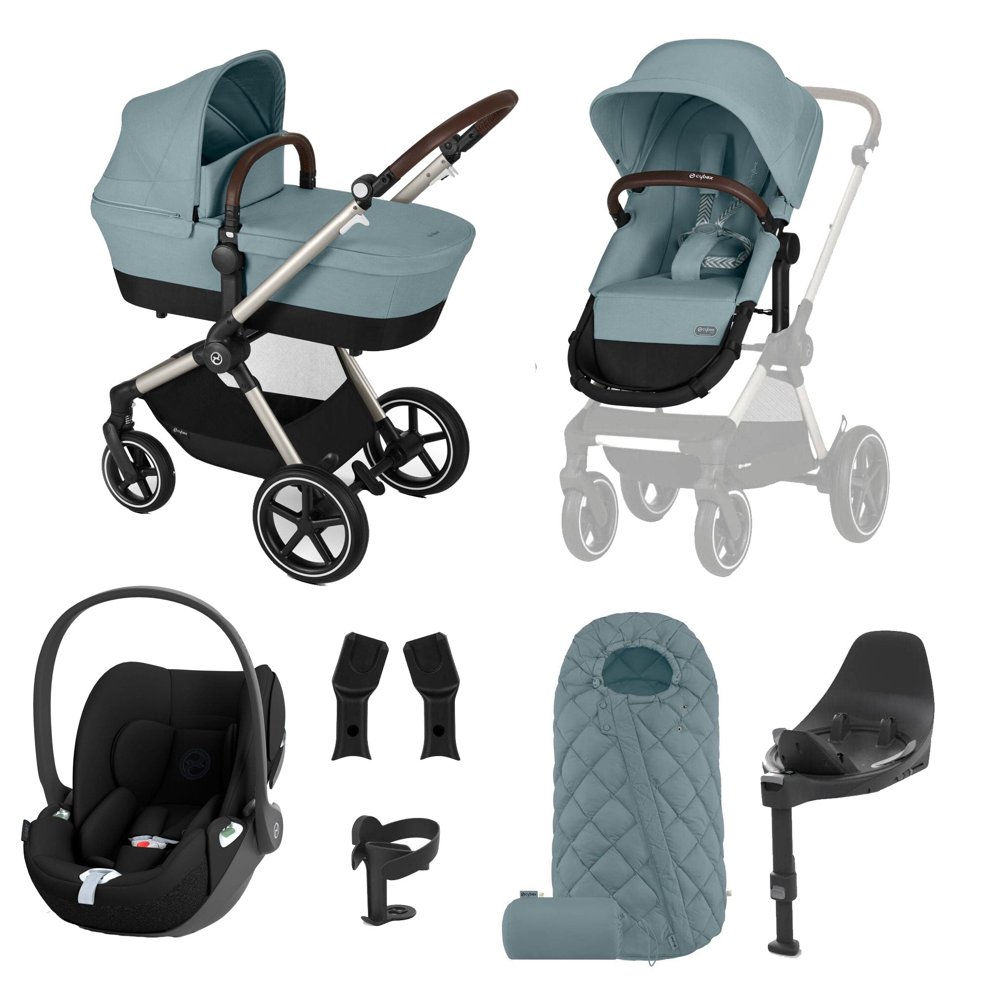 Cybex Eos Lux Luxury 9 Piece Bundle in Stormy Blue