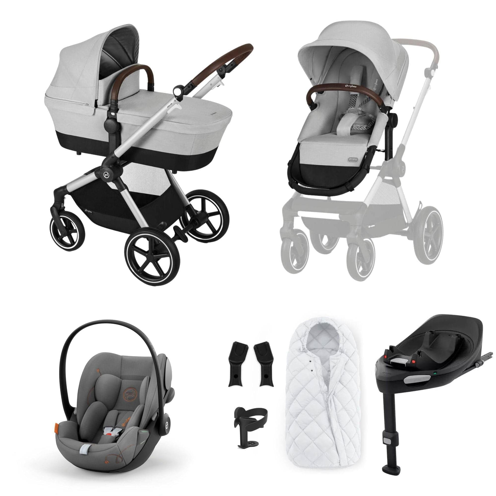 Cybex Eos Lux Luxury 9 Piece Bundle in Lava Grey Travel Systems 17115-SLV-LAV-GRY 4063846368563