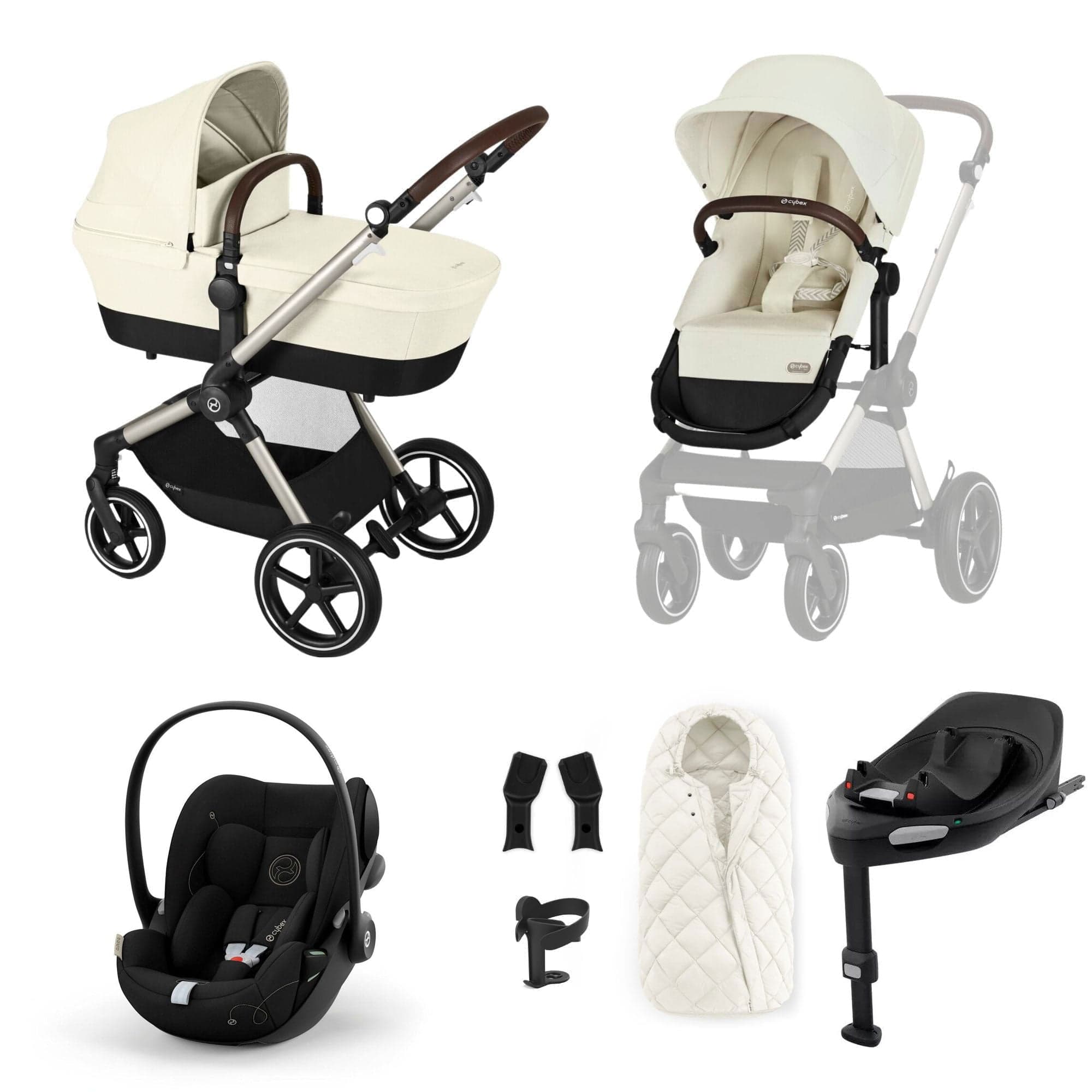 Cybex Eos Lux Luxury 9 Piece Bundle in Seashell Beige Travel Systems 17118-TPE-SEA-BEI 4063846368600