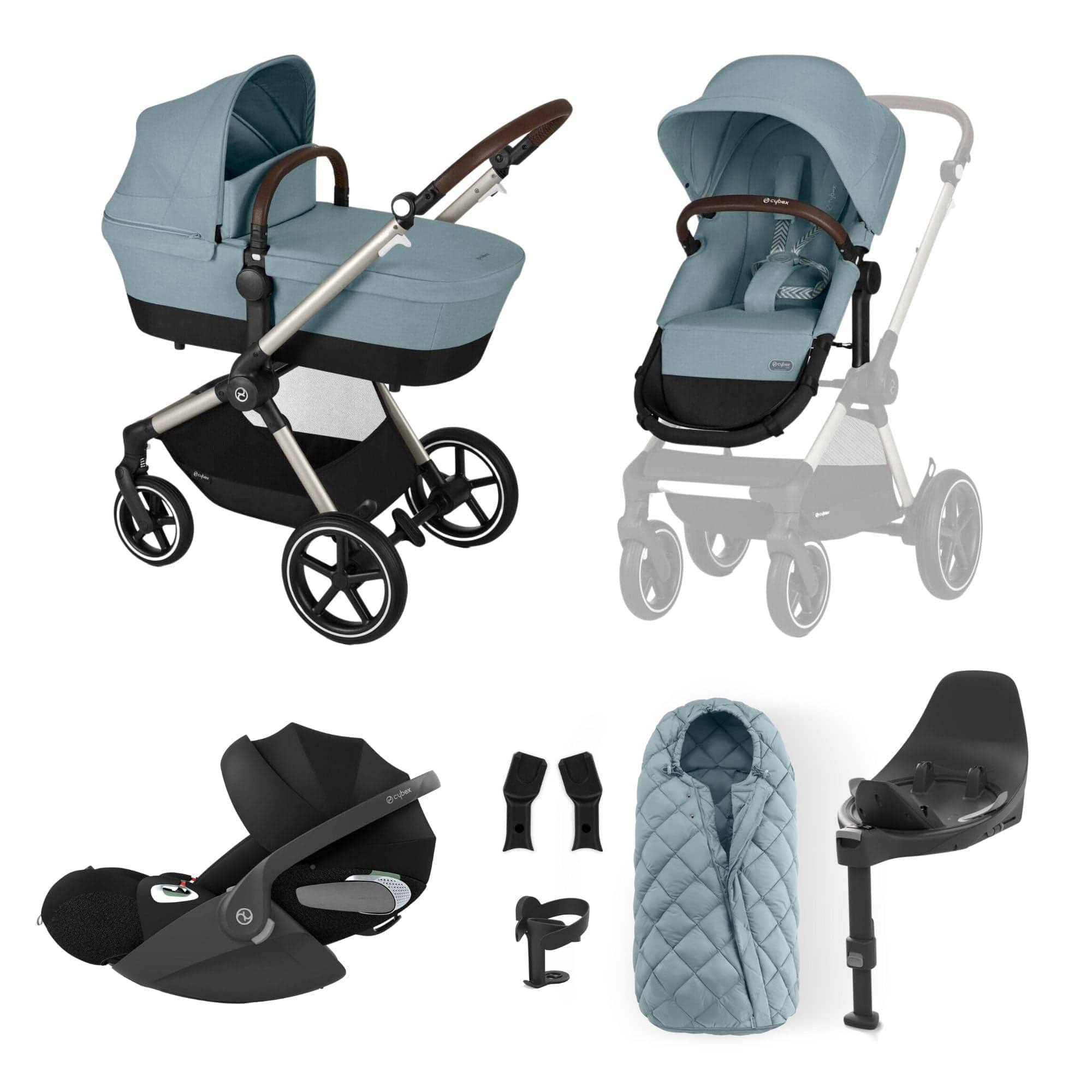 Cybex Eos Lux Luxury 9 Piece Bundle in Sky Blue