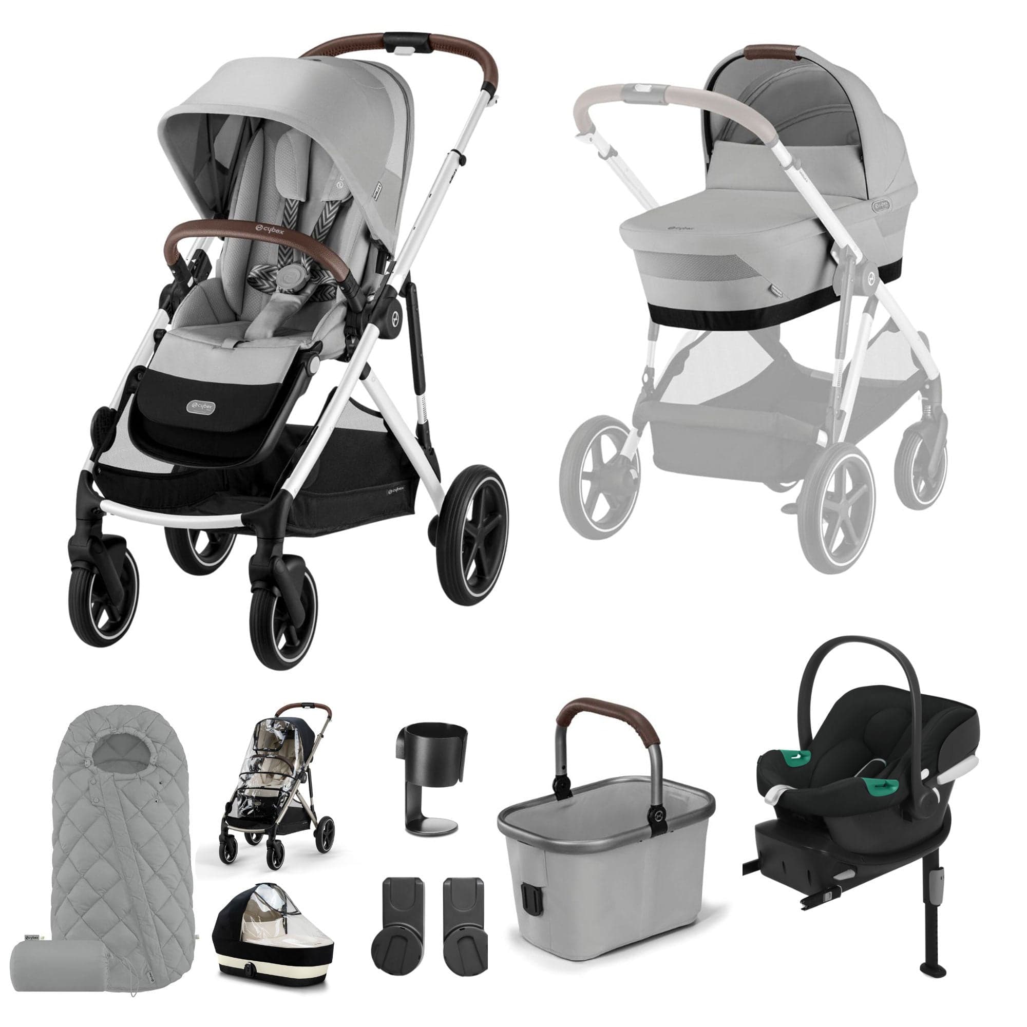 Cybex Gazelle S Comfort Bundle in Silver/Stone Grey Travel Systems 18489-STO-GRY-2 4063846478071