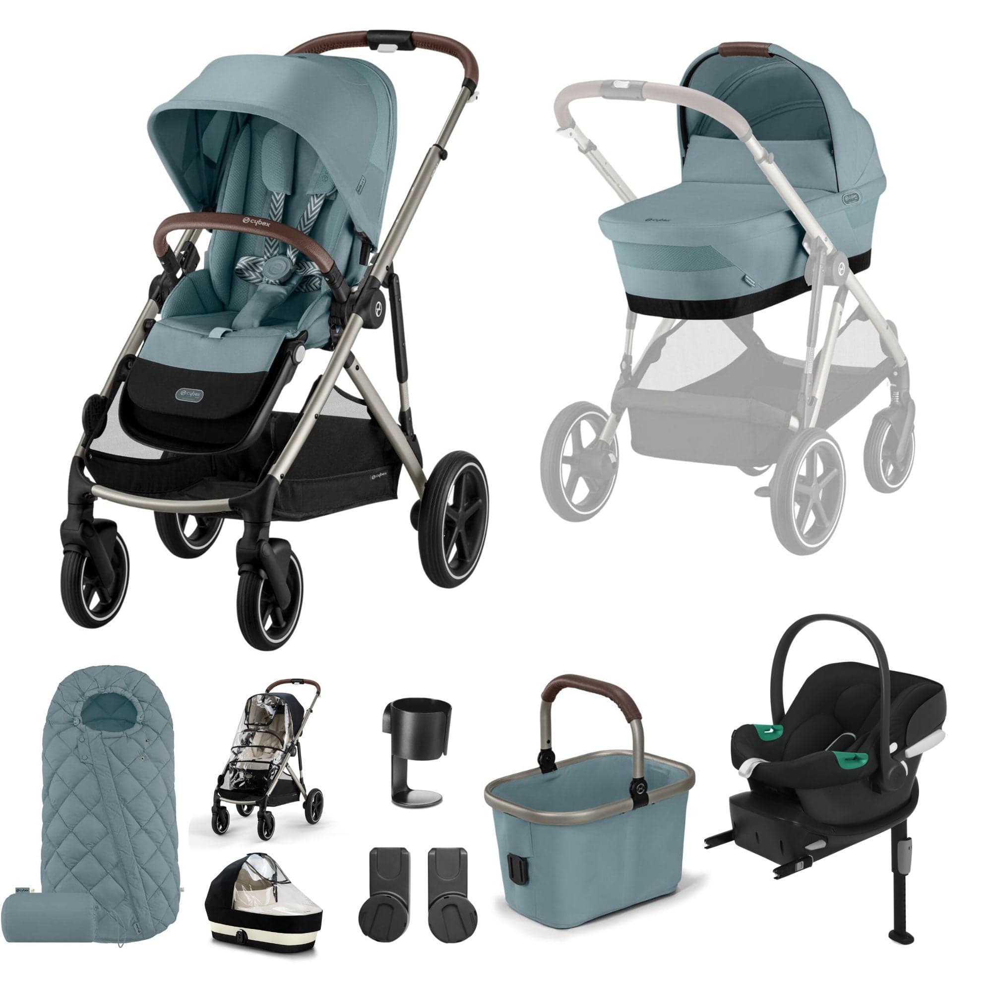 Cybex Gazelle S Comfort Bundle in Taupe/Stormy Blue Travel Systems 18492-STO-BLU-2 4063846478125