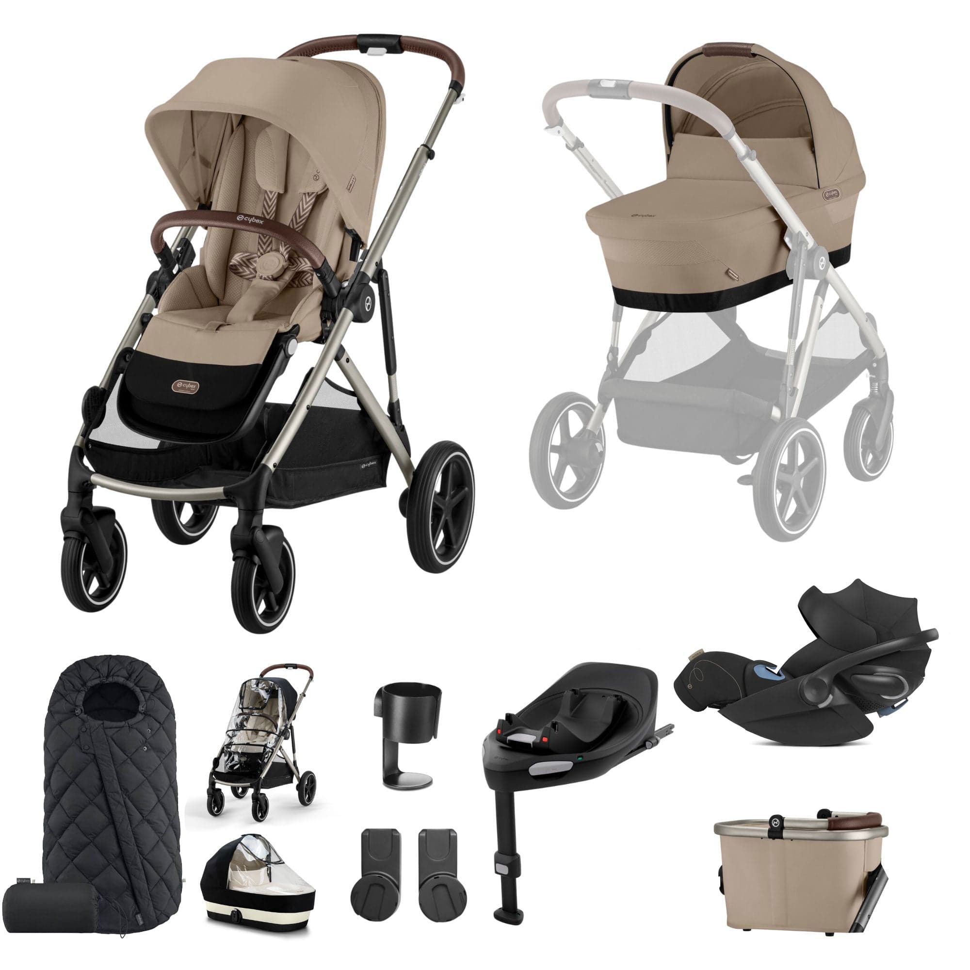 Cybex Gazelle S Luxury Bundle in Taupe/Almond Beige Travel Systems 17044-ALM-BEI-2 4063846456451