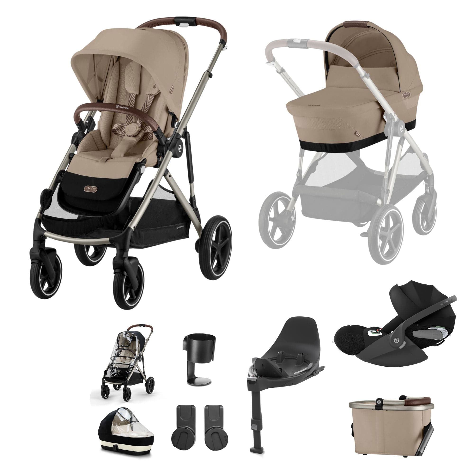 Cybex Gazelle S Luxury Bundle in Taupe/Almond Beige Travel Systems 17044-ALM-BEI-5 4063846456451