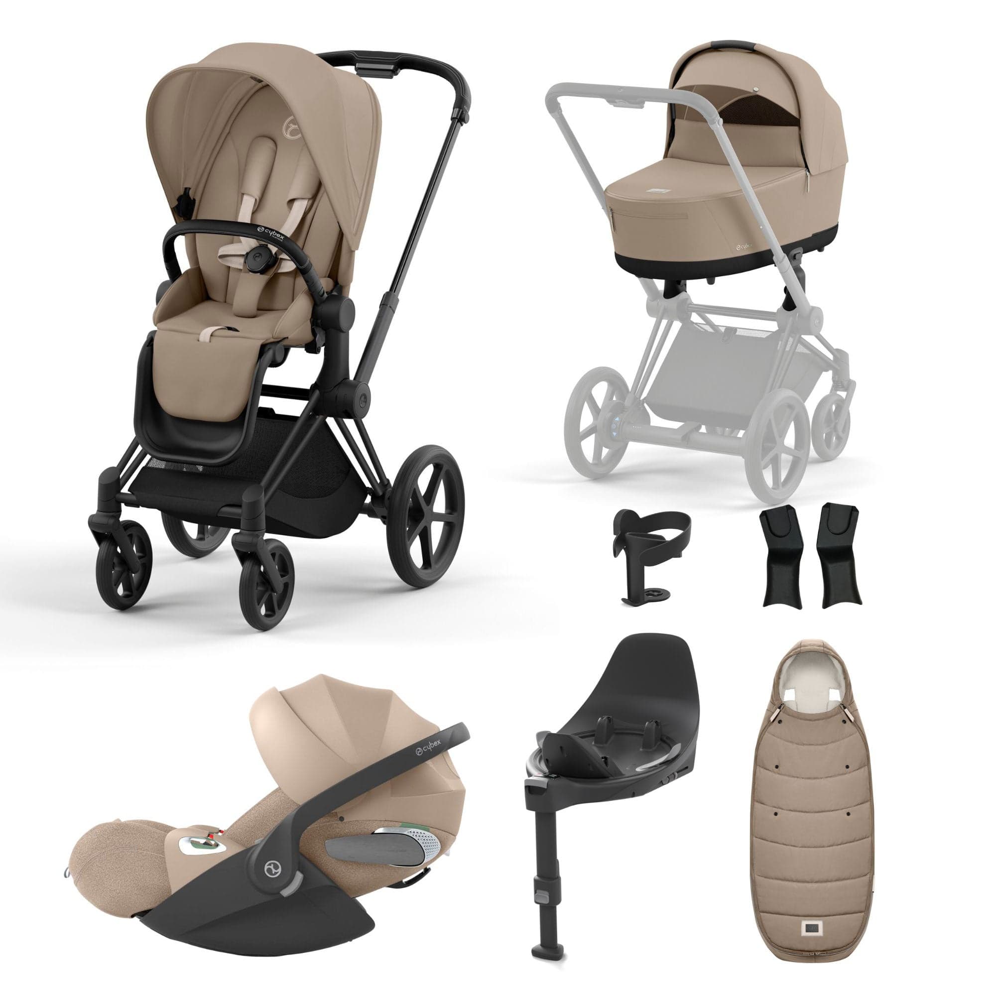 Cybex Priam Travel System With Cloud T in Cozy Beige Travel Systems 16716-BLK-BGE-1 4063846452576