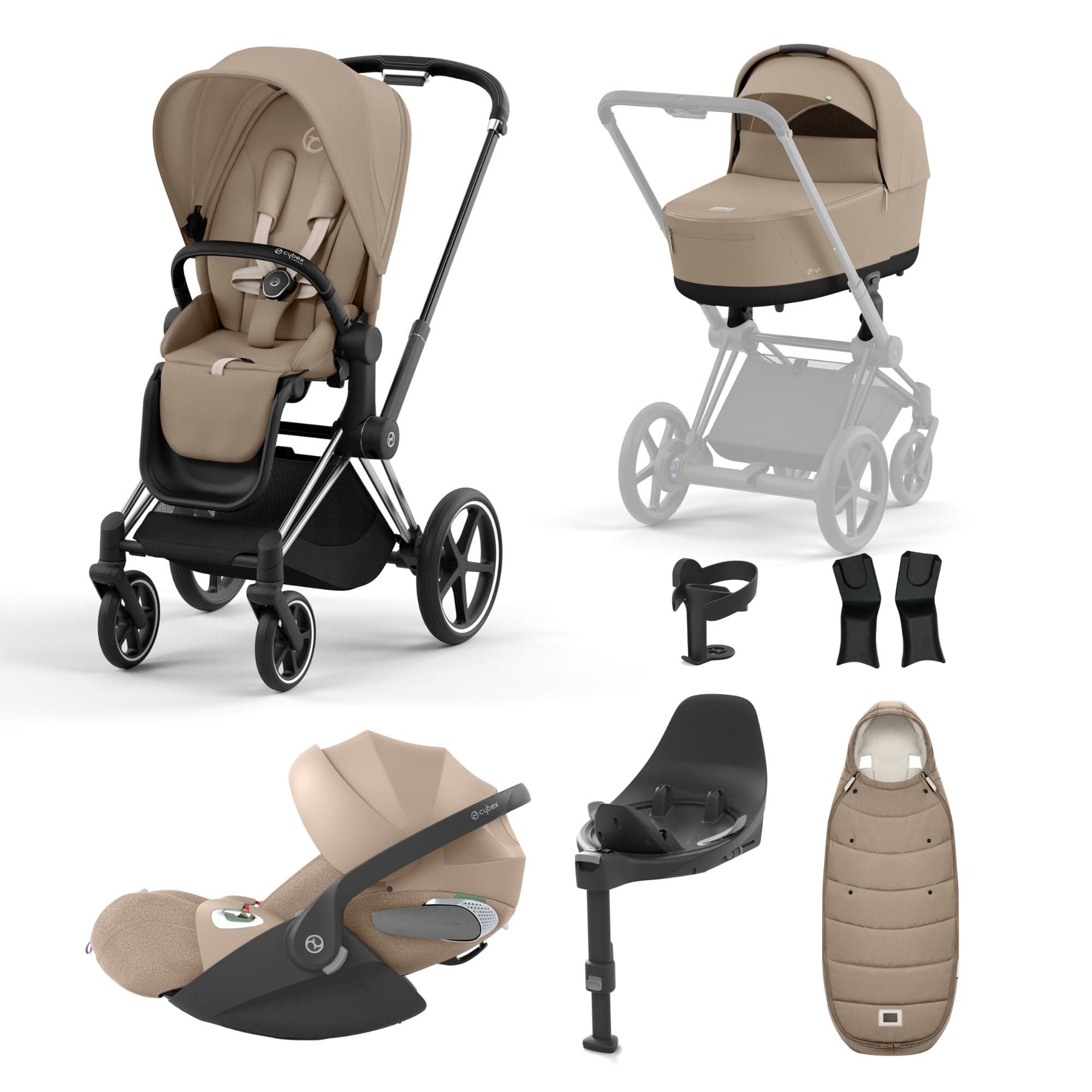 Cybex Priam Travel System With Cloud T in Cozy Beige Travel Systems 16716-CH-BLK-BGE-1 4063846452576