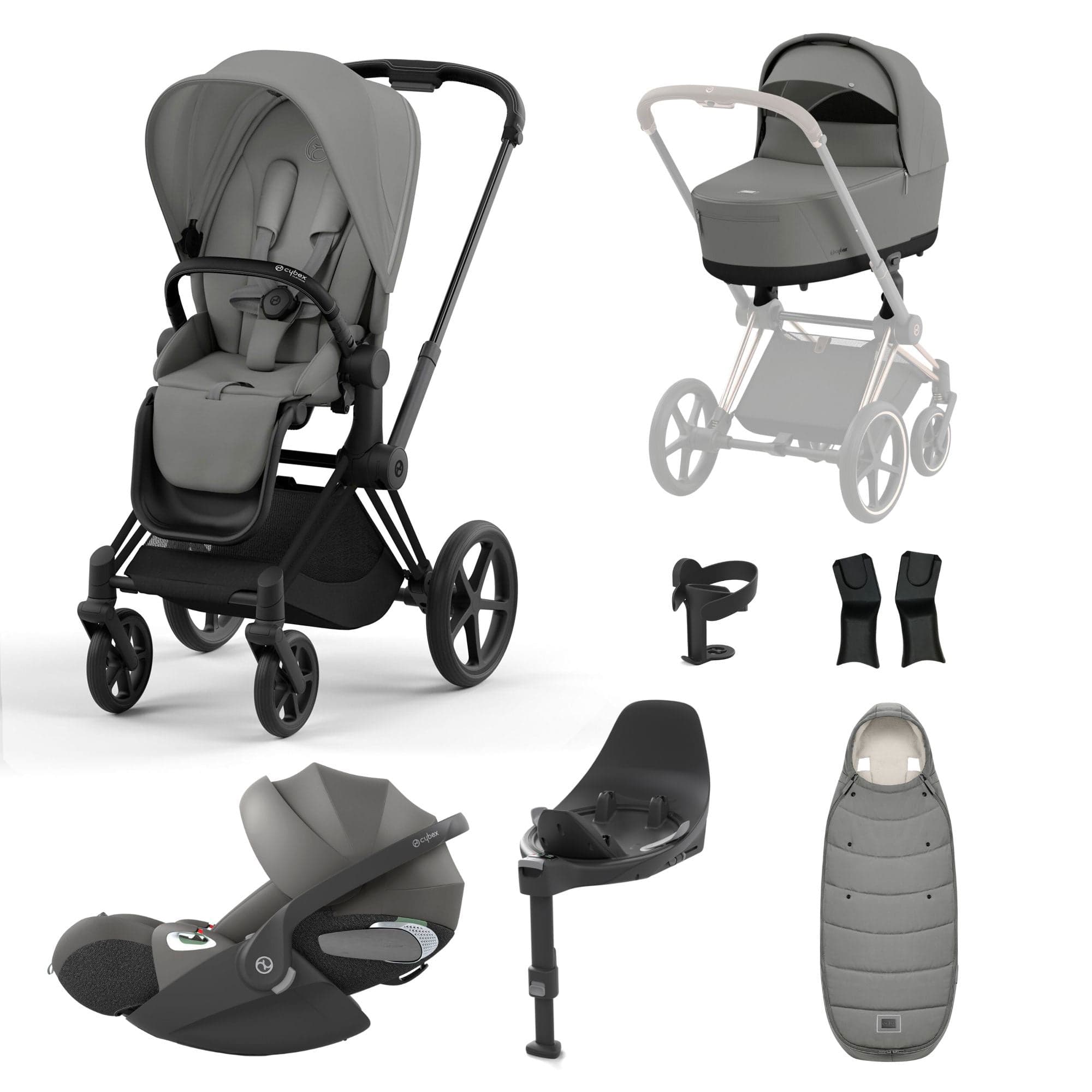 Cybex Priam Travel System With Cloud T in Mirage Grey Travel Systems 16700-BLK-GRY-1 4063846415458