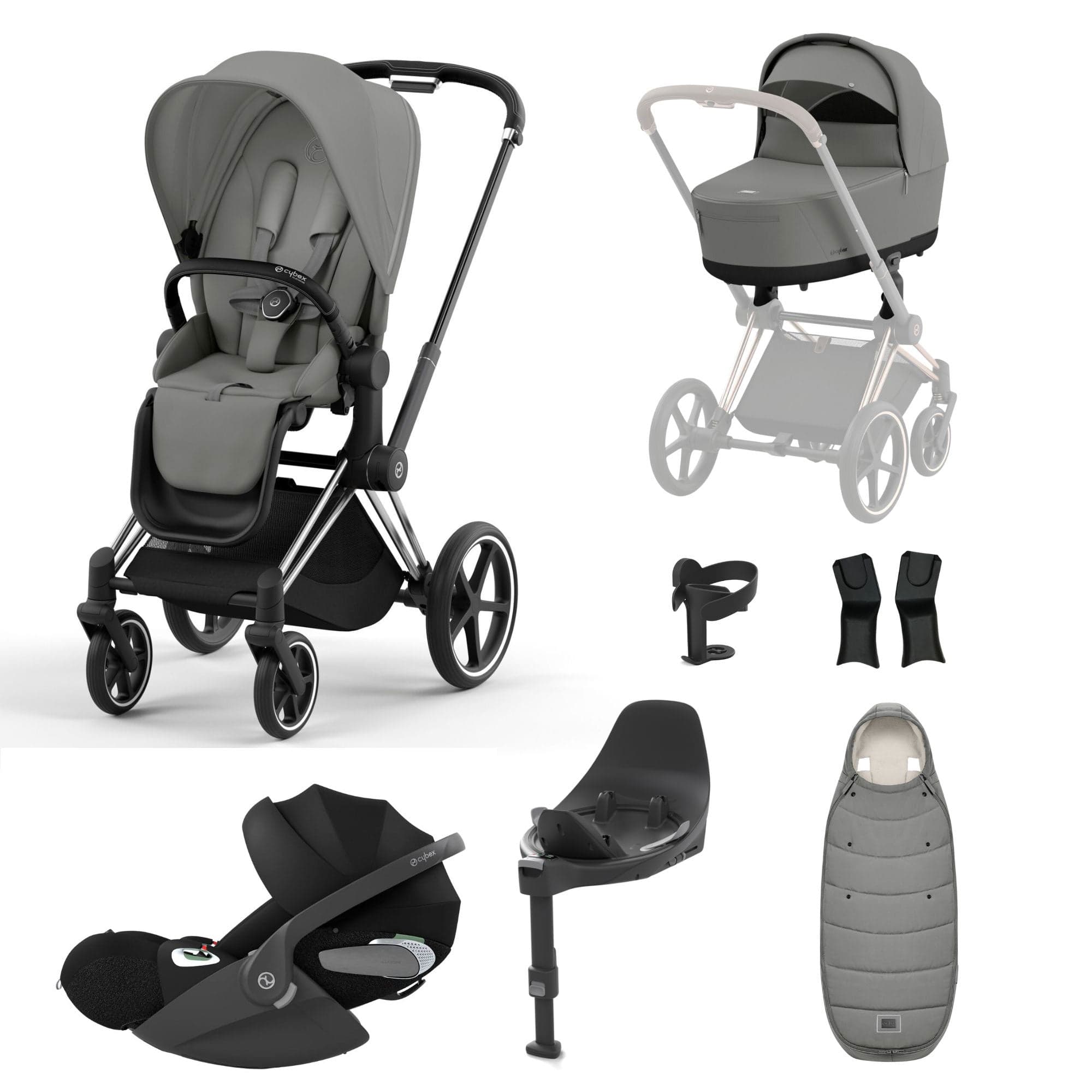 Cybex Priam Travel System With Cloud T in Mirage Grey Travel Systems 16700-CH-BLK-GRY 4063846415458