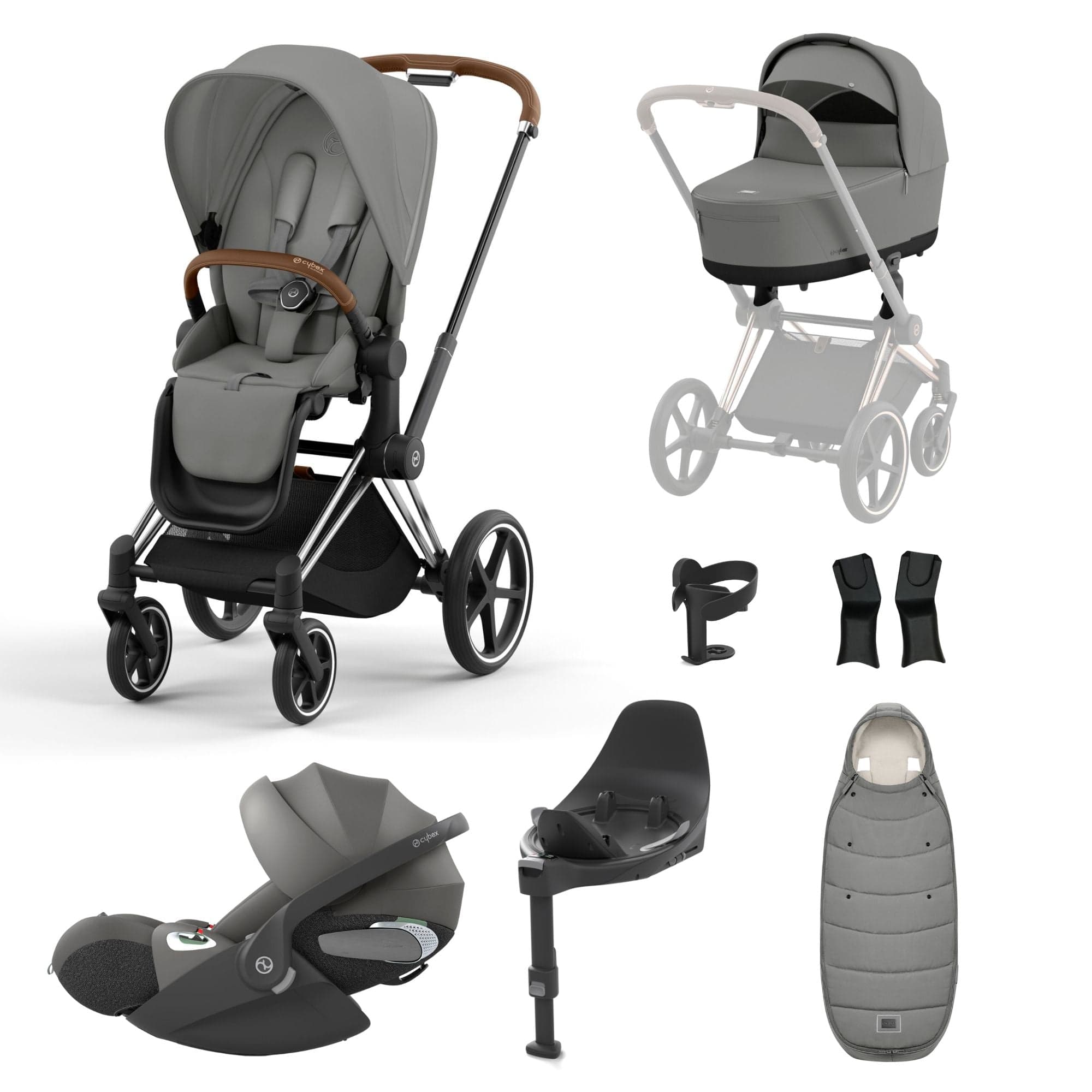 Cybex Priam Travel System With Cloud T in Mirage Grey Travel Systems 16700-CH-BRN-GRY-1 4063846415458