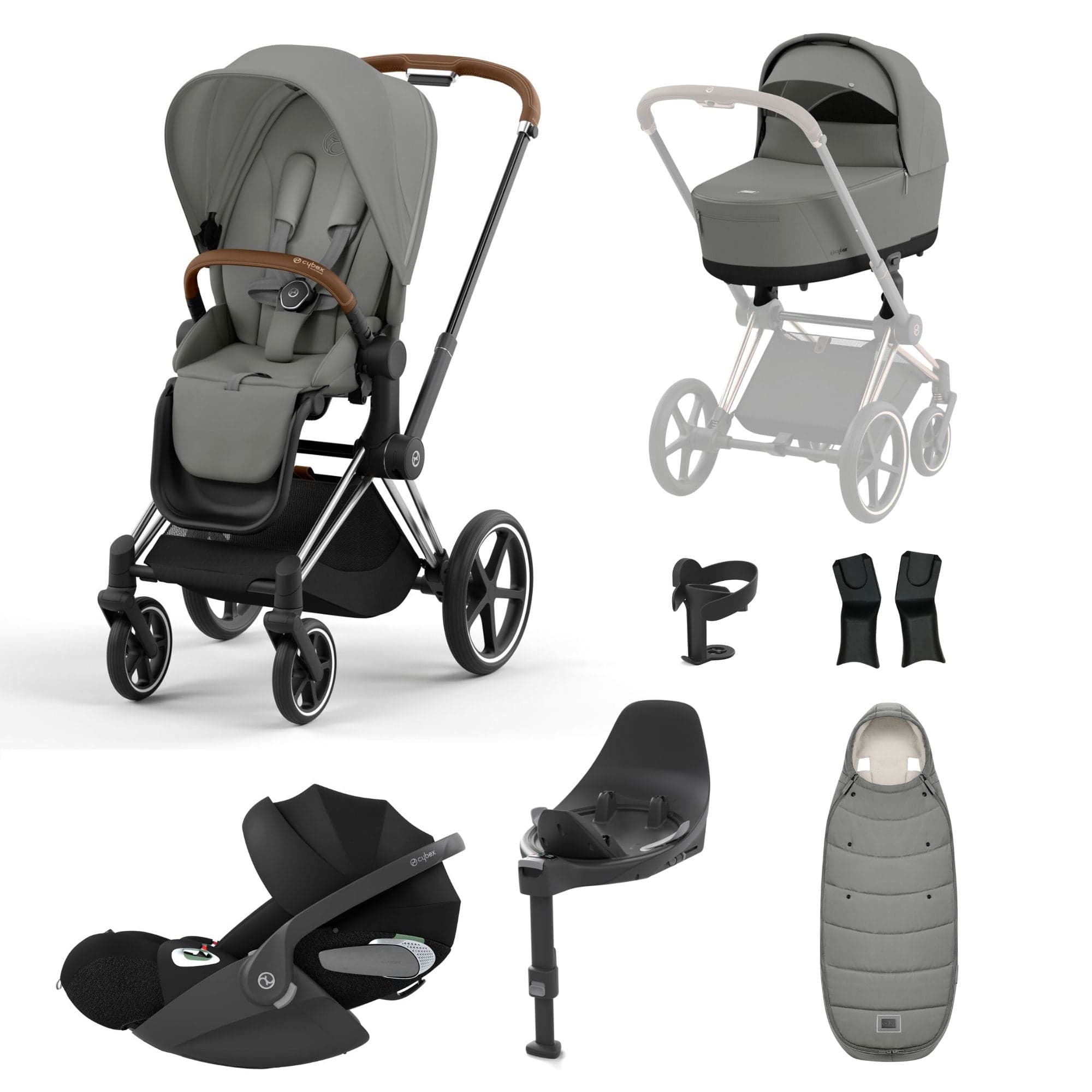 Cybex Priam Travel System With Cloud T in Mirage Grey Travel Systems 16700-CH-BRN-GRY 4063846415458