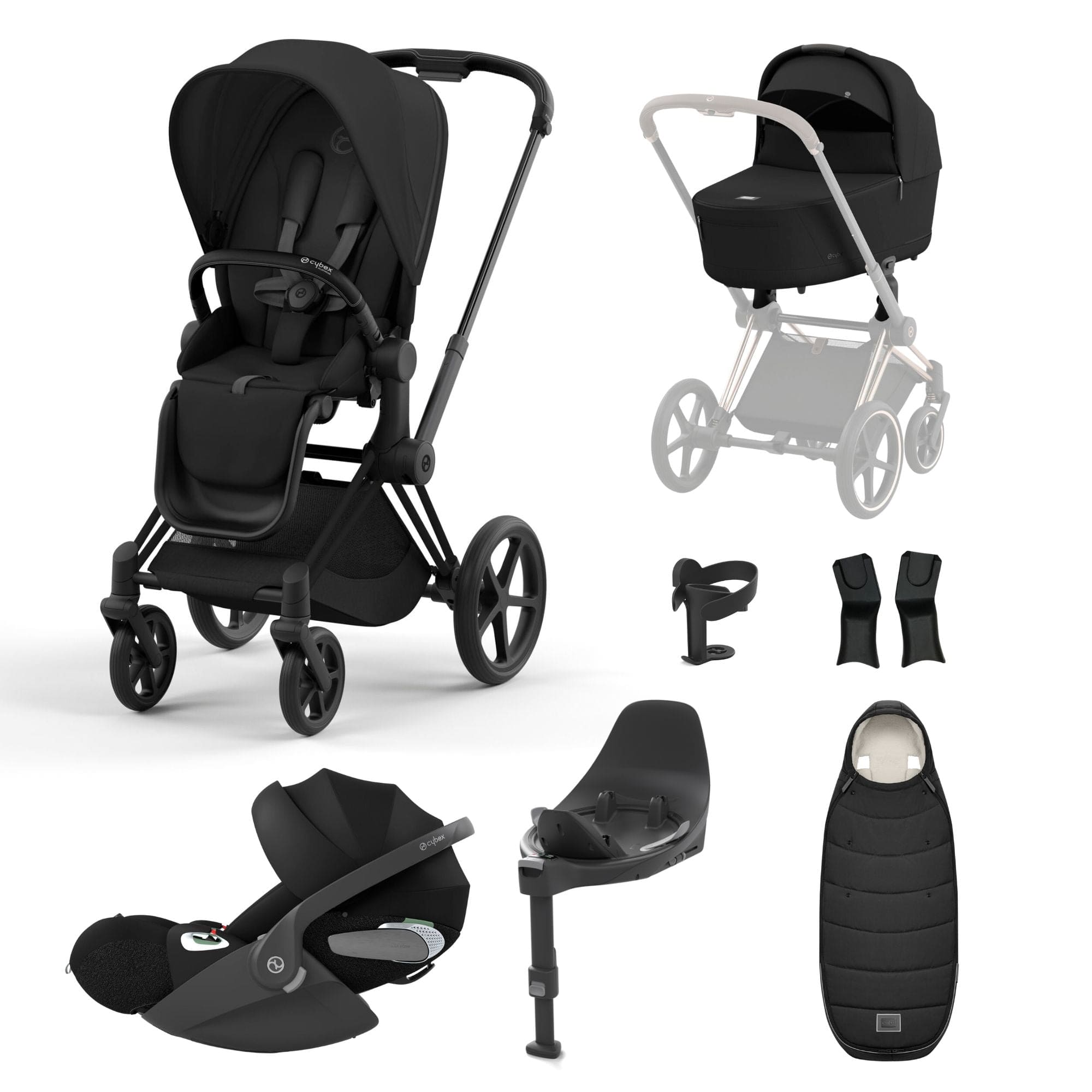 Cybex Priam Travel System With Cloud T in Sepia Black Travel Systems 16684-BLK-BLK 4063846415373