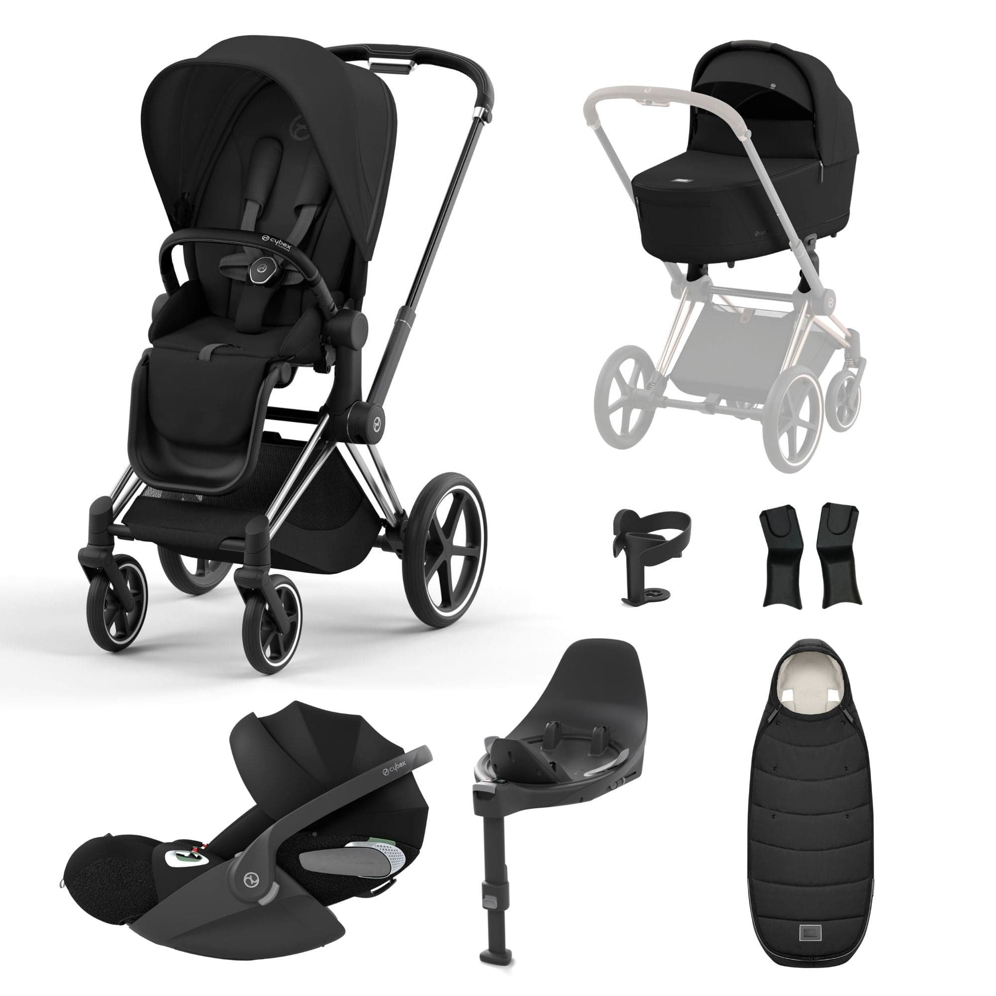 Cybex Priam Travel System With Cloud T in Sepia Black Travel Systems 16684-CH-BLK-BLK 4063846415373