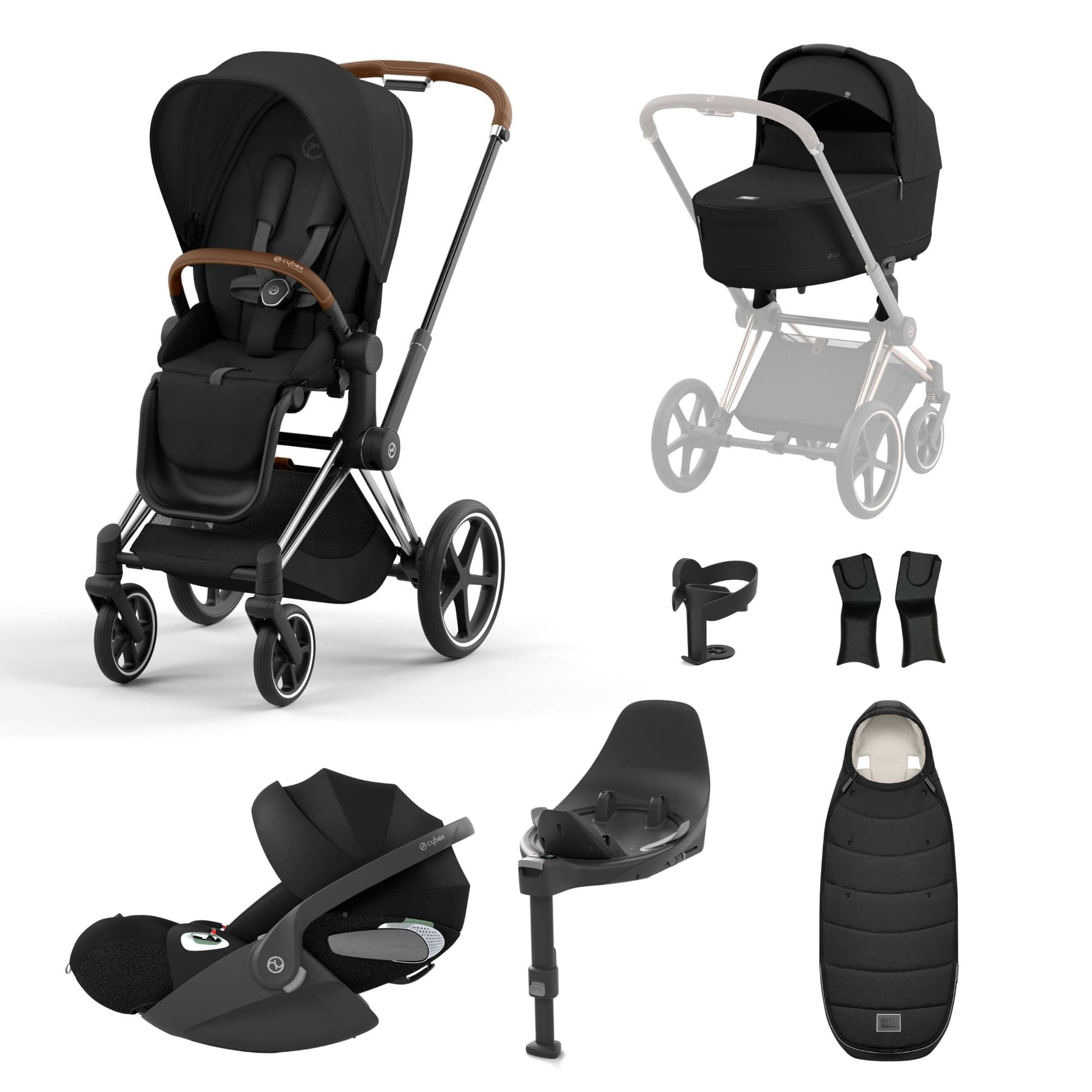 Cybex Priam Travel System With Cloud T in Sepia Black Travel Systems 16684-CH-BRN-BLK 4063846415373