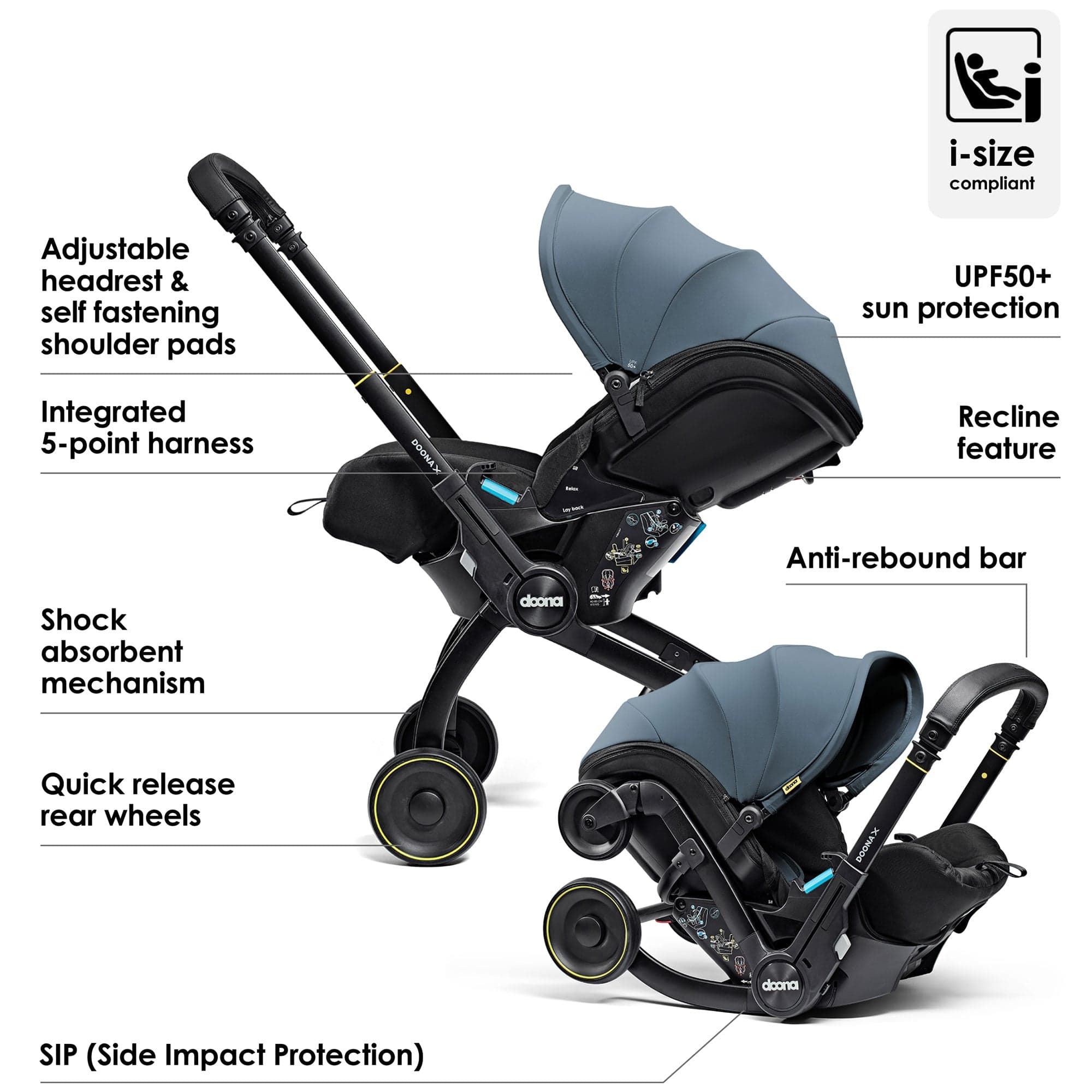 Doona X Infant Car Seat Stroller X Isofix Base Ocean Blue