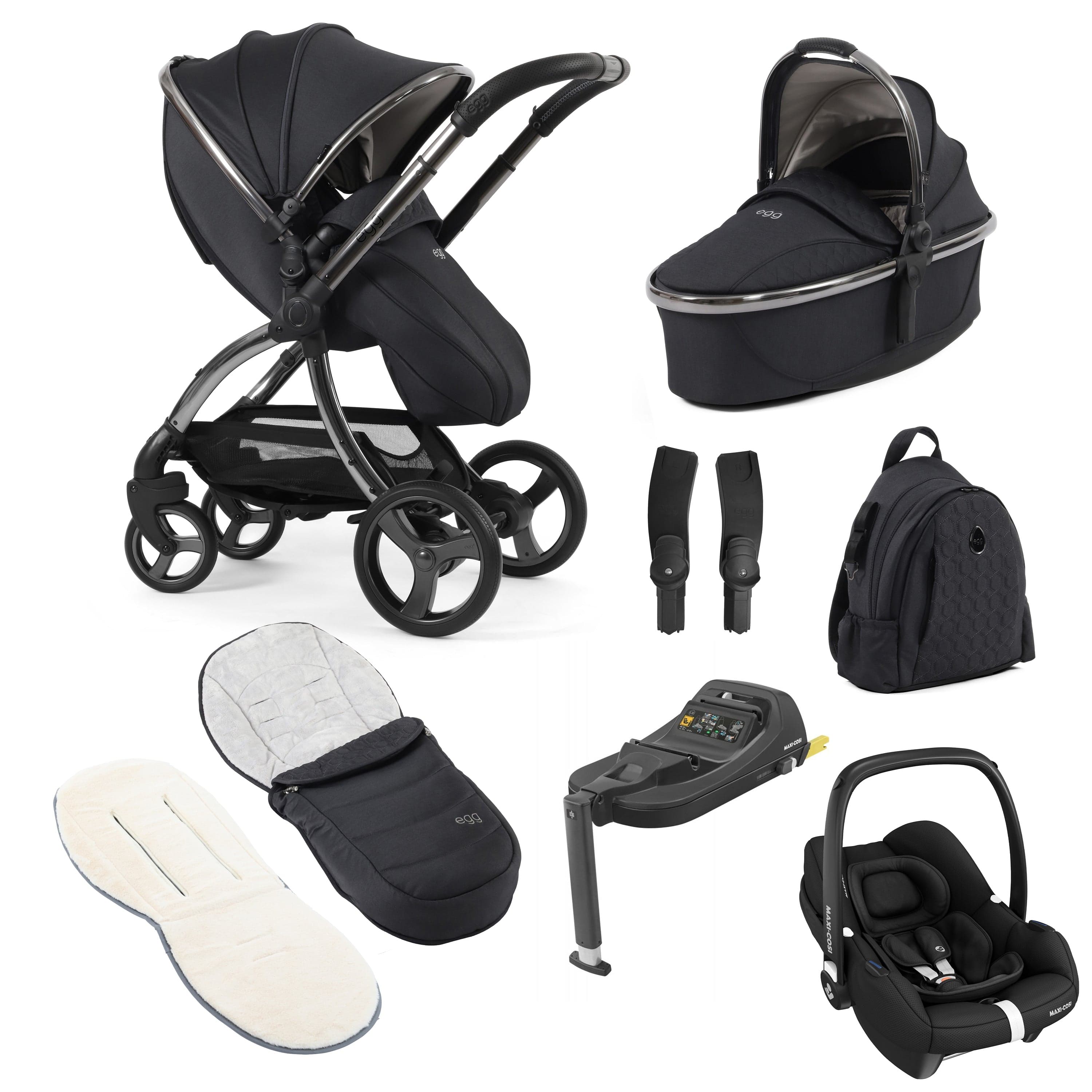 egg3 Luxury Maxi-Cosi Travel System Bundle in Carbonite Travel Systems 18041-CAB-CAR 5060711567839