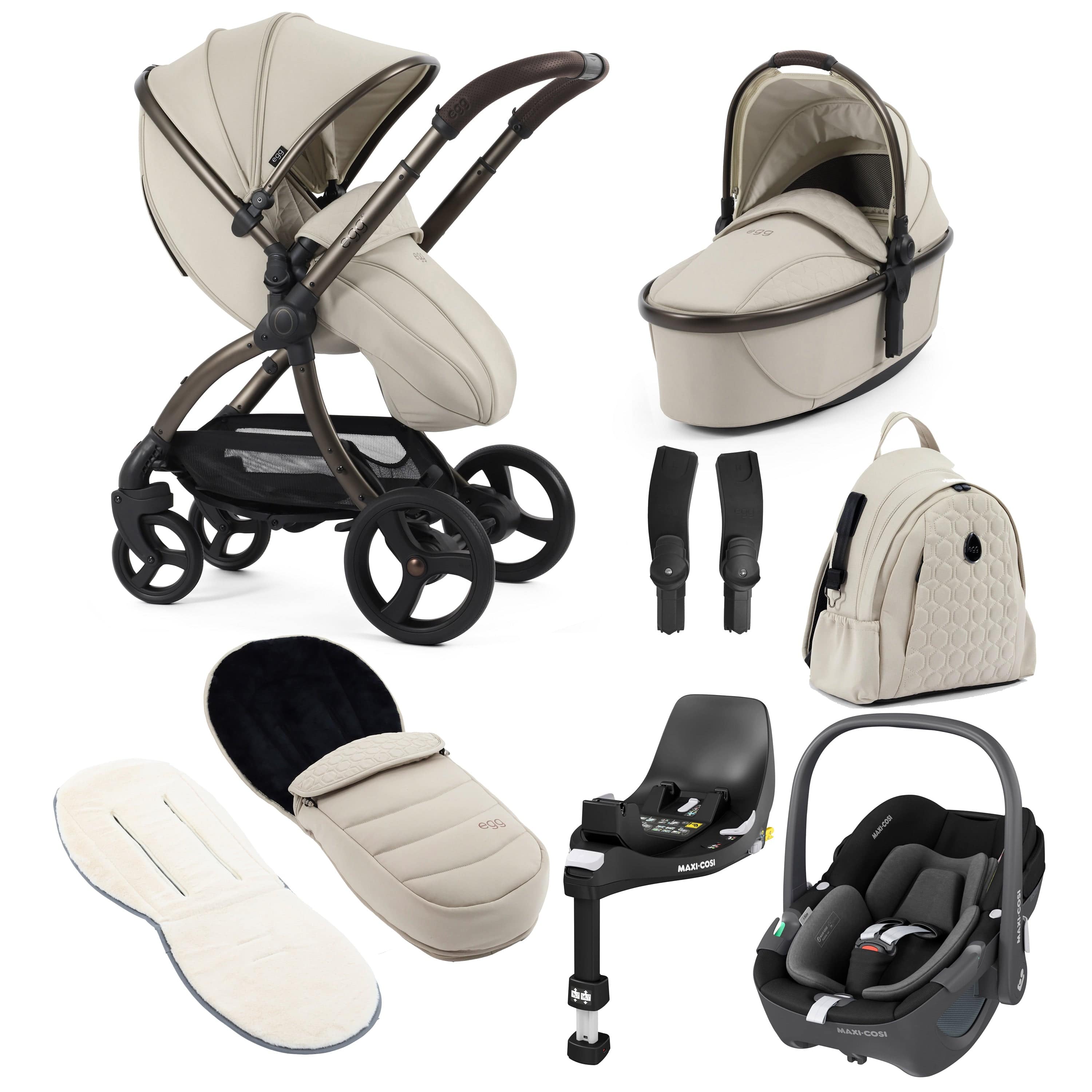 egg3 Luxury Maxi-Cosi Travel System Bundle in Cashmere Travel Systems 18016-PEB-CAS 5061058980671