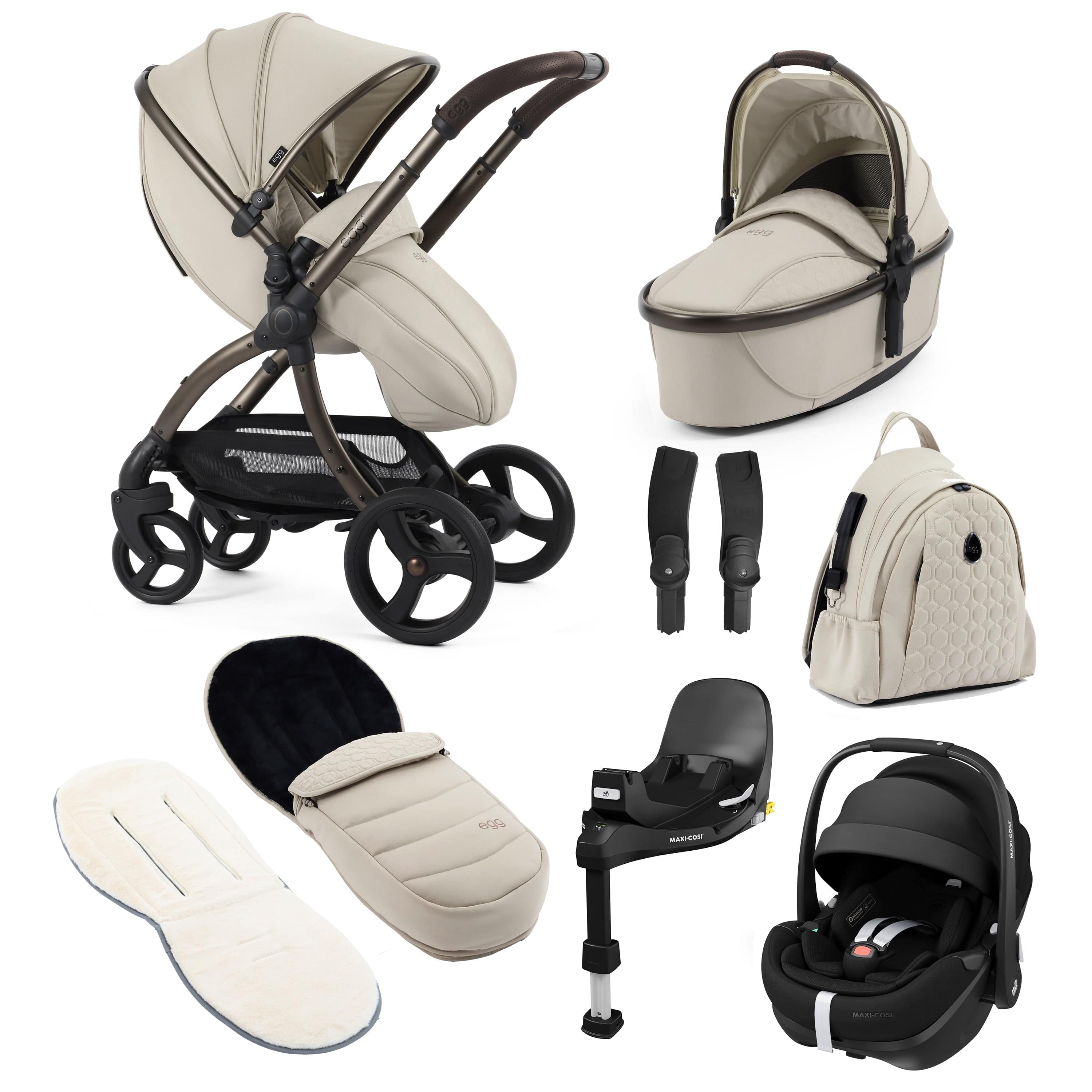 egg3 Luxury Maxi-Cosi Travel System Bundle in Cashmere Travel Systems 18024-PV2-CAS 5061058980671