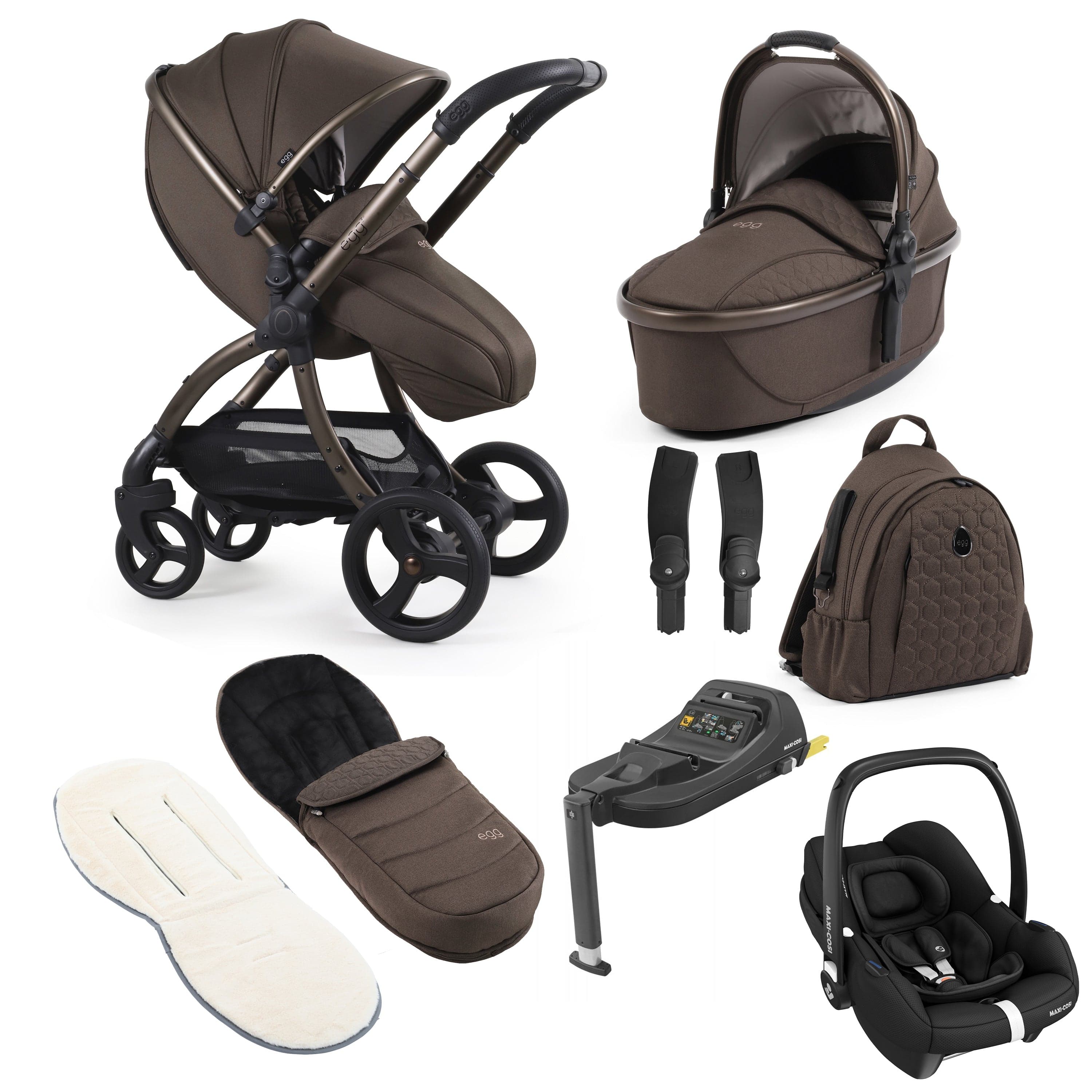 egg3 Luxury Maxi-Cosi Travel System Bundle in Chocolate Velvet Travel Systems 18011-CAB-CHV 5061058980381