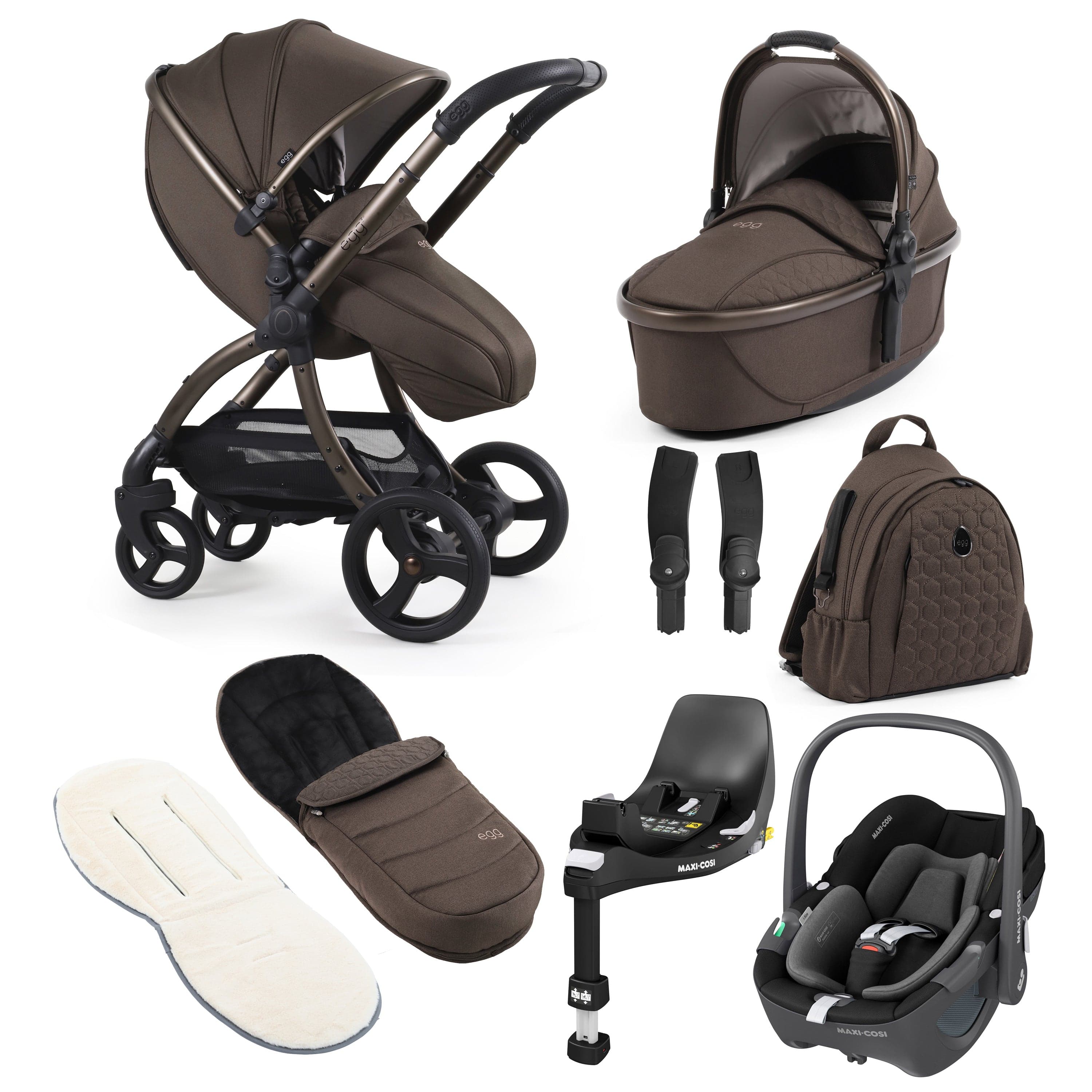 egg3 Luxury Maxi-Cosi Travel System Bundle in Chocolate Velvet Travel Systems 18022-PEB-CHV 5061058980381