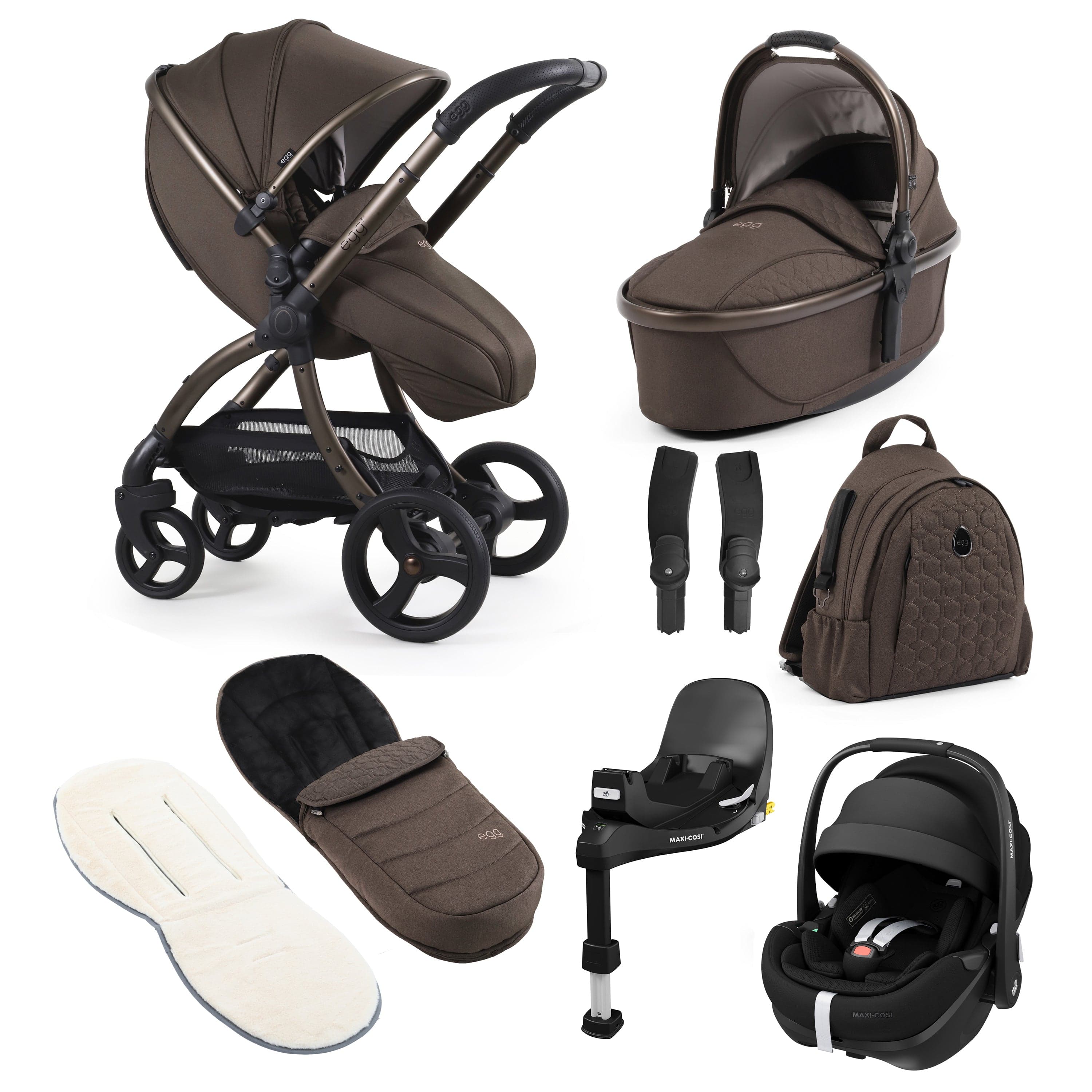 egg3 Luxury Maxi-Cosi Travel System Bundle in Chocolate Velvet Travel Systems 18031-PV2-CHV 5061058980381