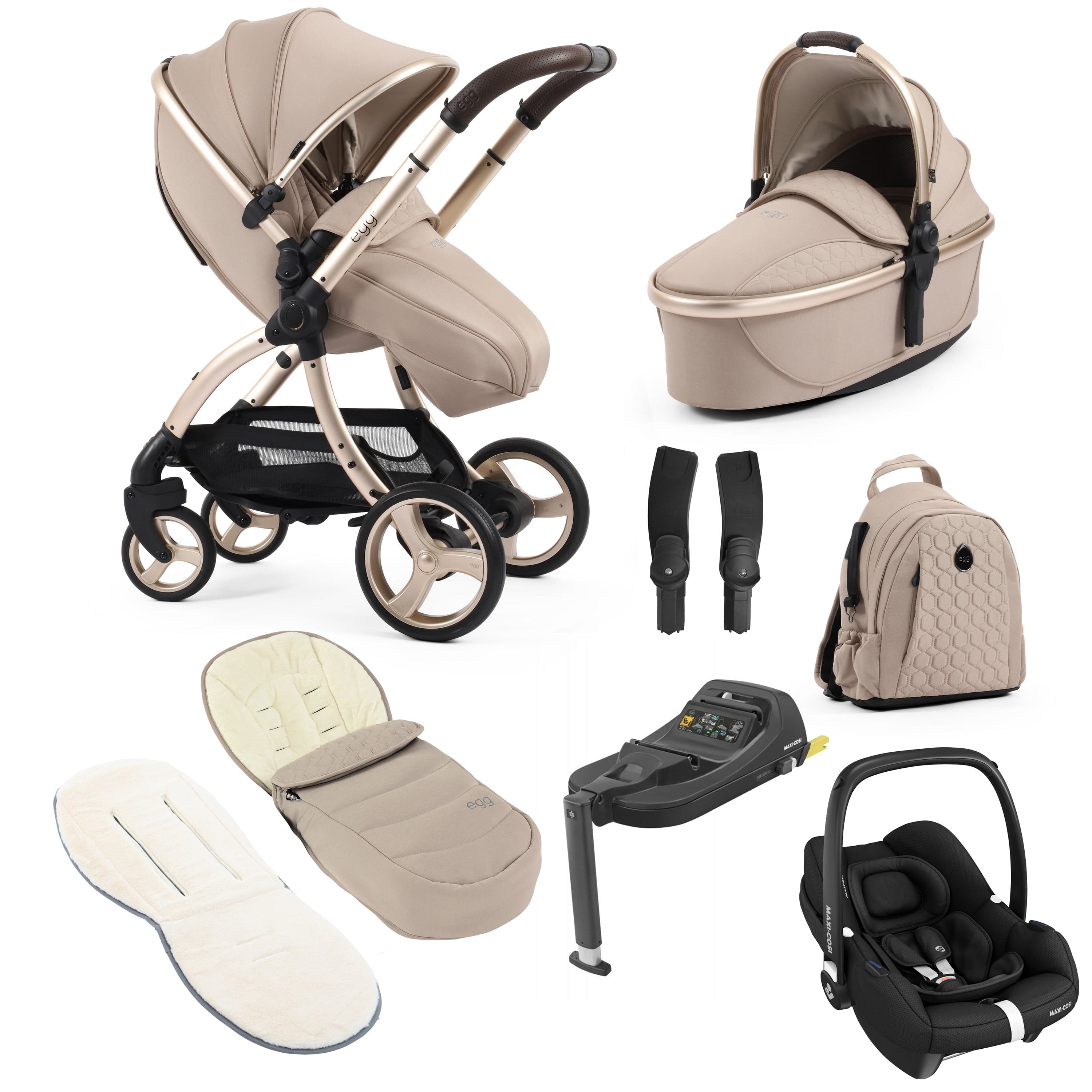 egg3 Luxury Maxi-Cosi Travel System Bundle in Feather Travel Systems 18042-CAB-FEA 5060711567907