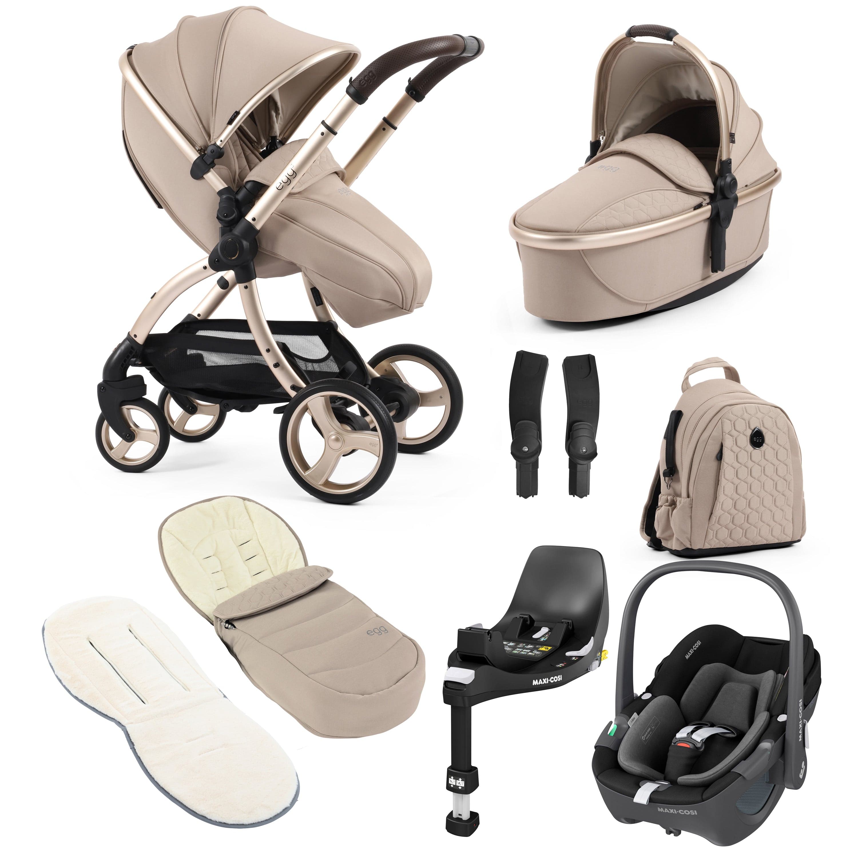 egg3 Luxury Maxi-Cosi Travel System Bundle in Feather Travel Systems 18136-PEB-FEA 5060711567907