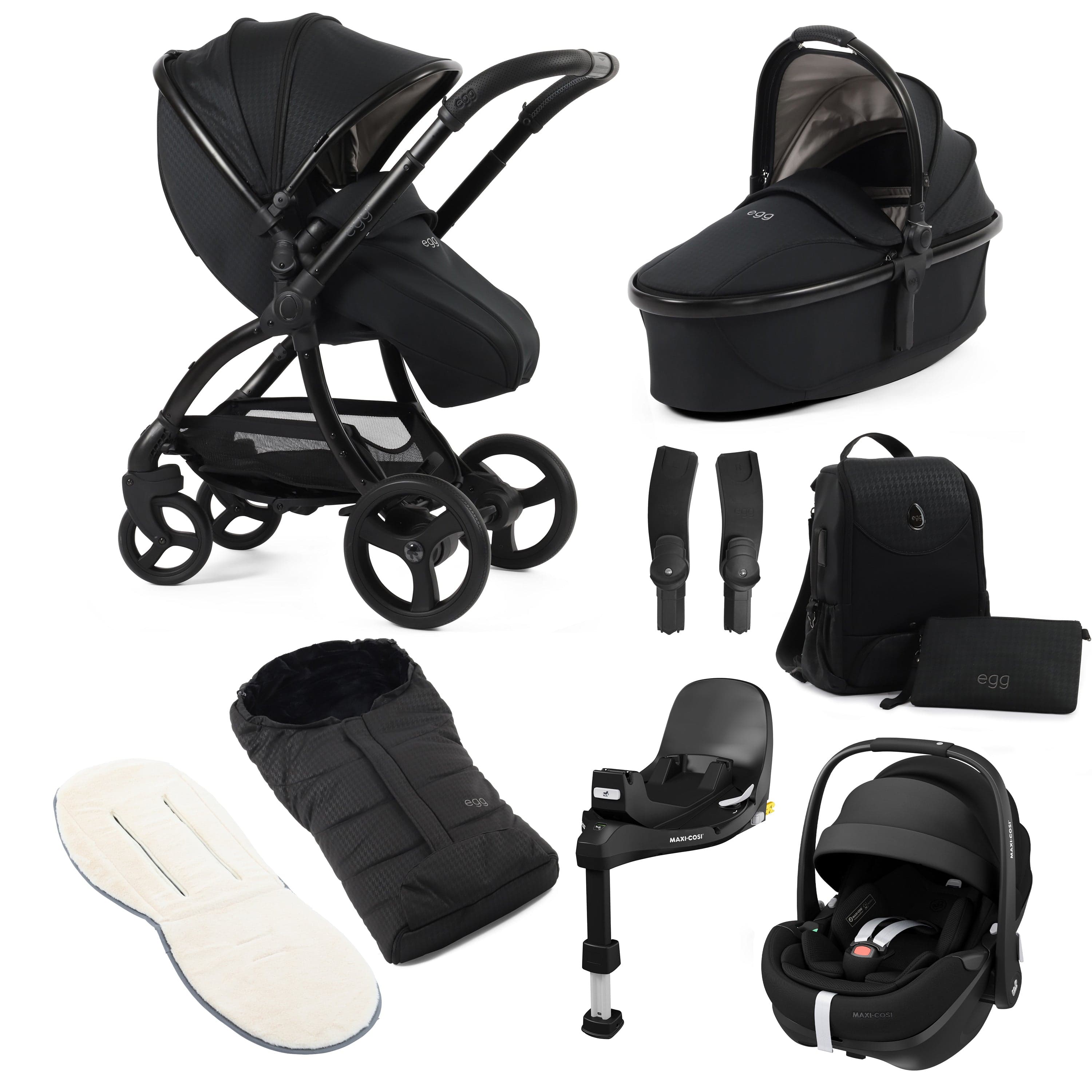 egg3 Luxury Maxi-Cosi Travel System Bundle in Houndstooth Black Travel Systems 14865-HTB 5060711567853