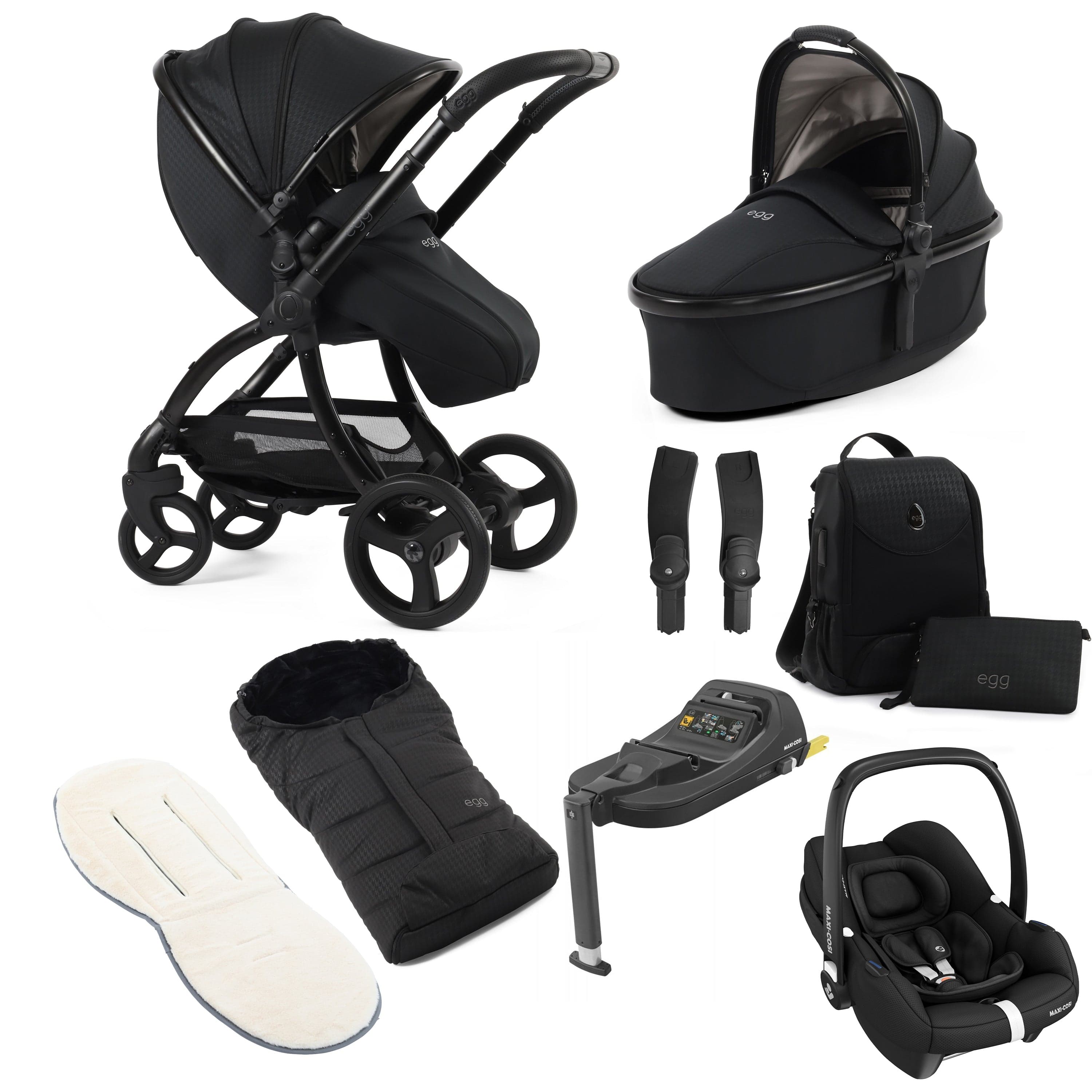 egg3 Luxury Maxi-Cosi Travel System Bundle in Houndstooth Black Travel Systems 18045-CAB-HTB 5060711567853