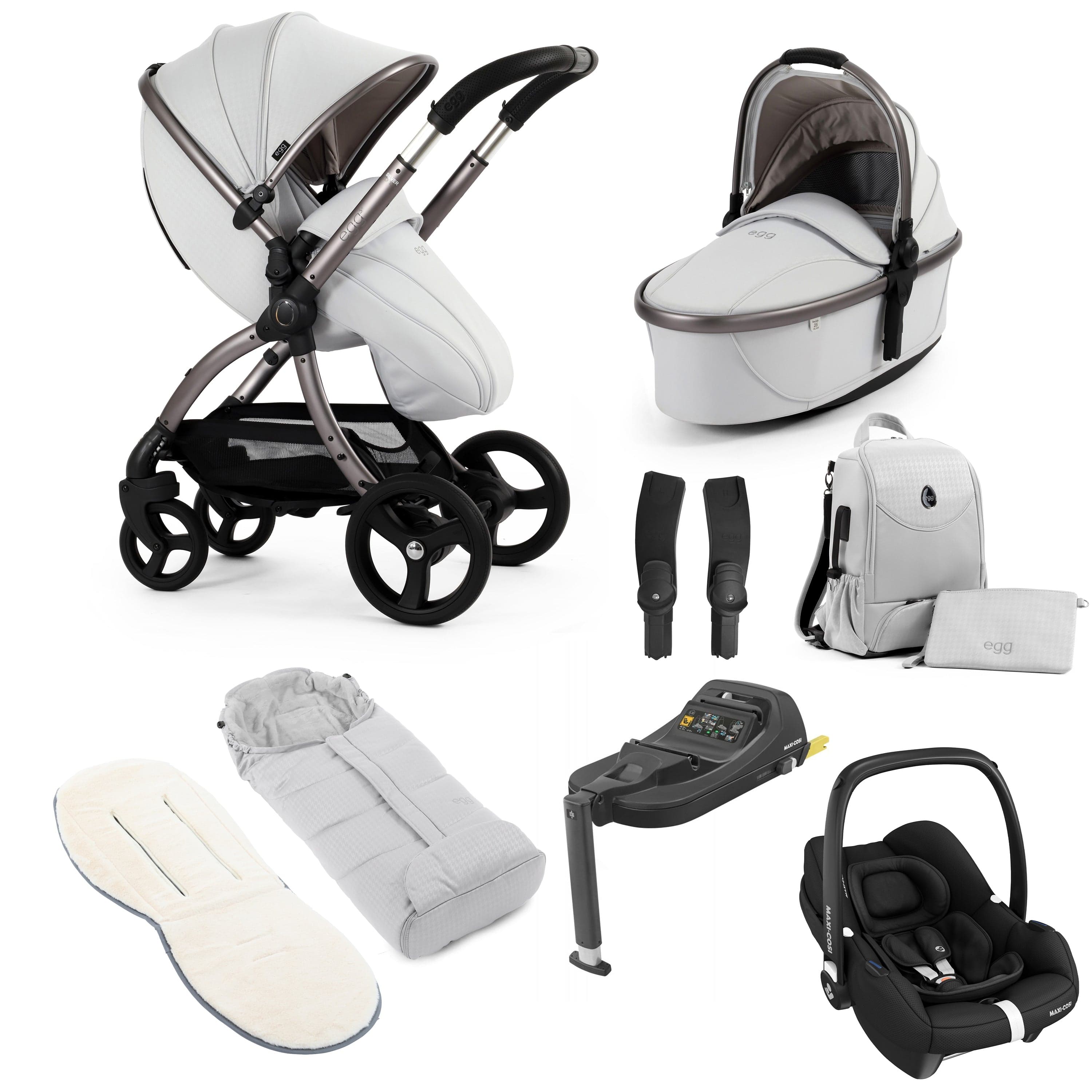 egg3 Luxury Maxi-Cosi Travel System Bundle in Houndstooth Silver Travel Systems 18012-CAB-HTS 5061058980695